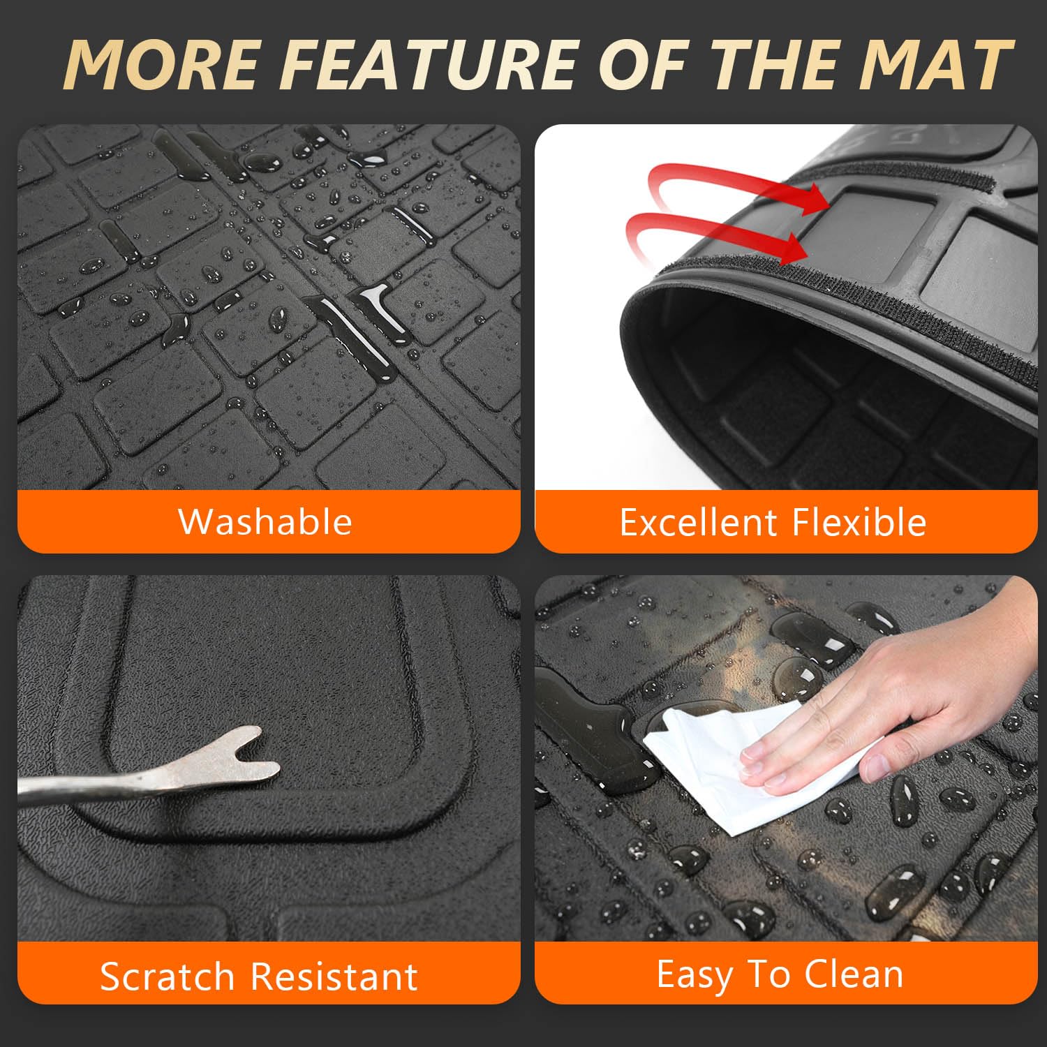 powoq Cargo Liner for 2020-2025 Ford Escape - TPE Trunk Mat & Backrest Mat, All Season Protection, Model FORDE01