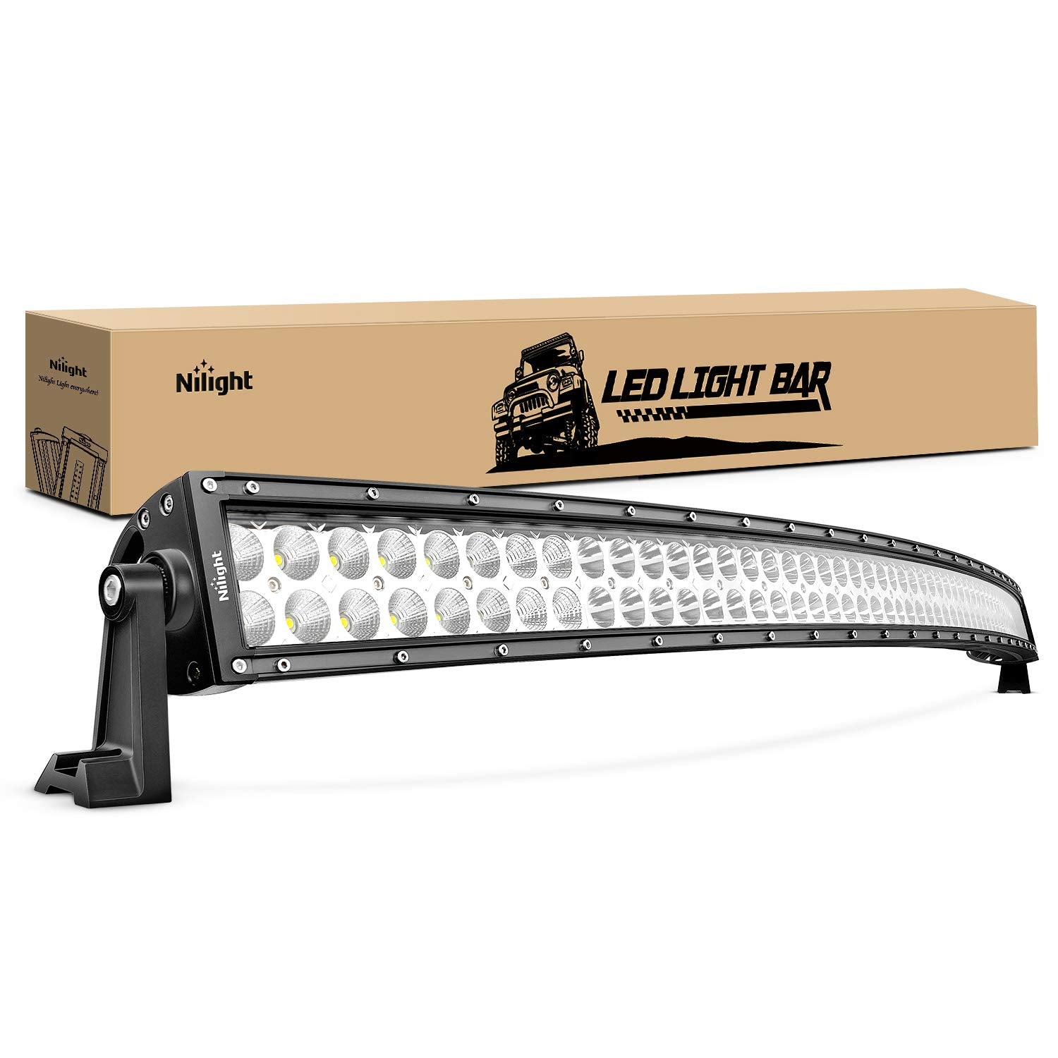 Nilight 54Inch 312W 21800Lm Curved Spot Flood Combo Driving Lamp Roof Bumper Off Road Led Work Lights Pods For Van Camper Wagon