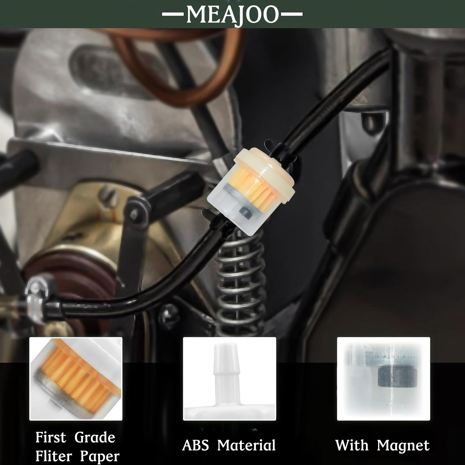 MEAJOO 15PCS 1/4 6mm-7mm Gas Inline Fuel Filter, with magnet, Fit for ATV Scooter Moped Go Kart Dirt Bikes Snowblower Motorcyc