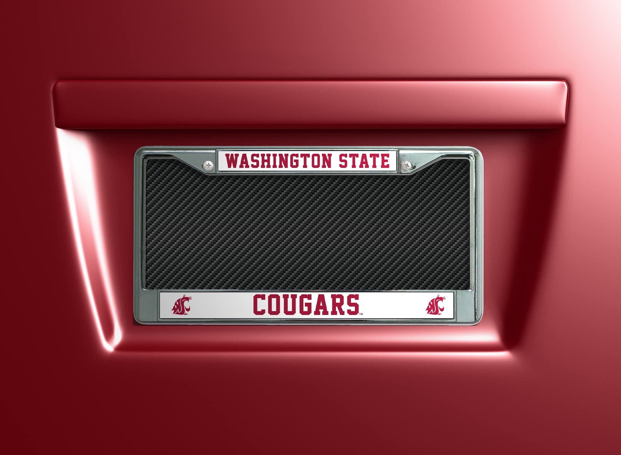 Rico Industries Ncaa Washington State Cougars Standard Chrome License Plate Frame, 6 X 12.25-", Team Color