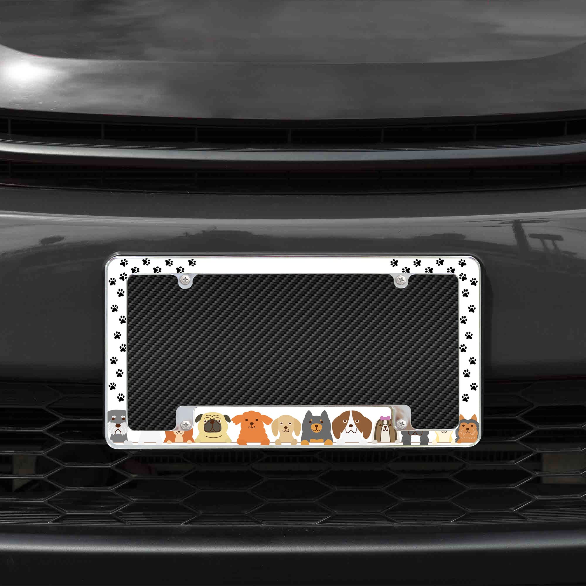 Rico Industries Dog Pattern All Over Automotive License Plate Frame for Car/Truck/SUV (12 x 6)