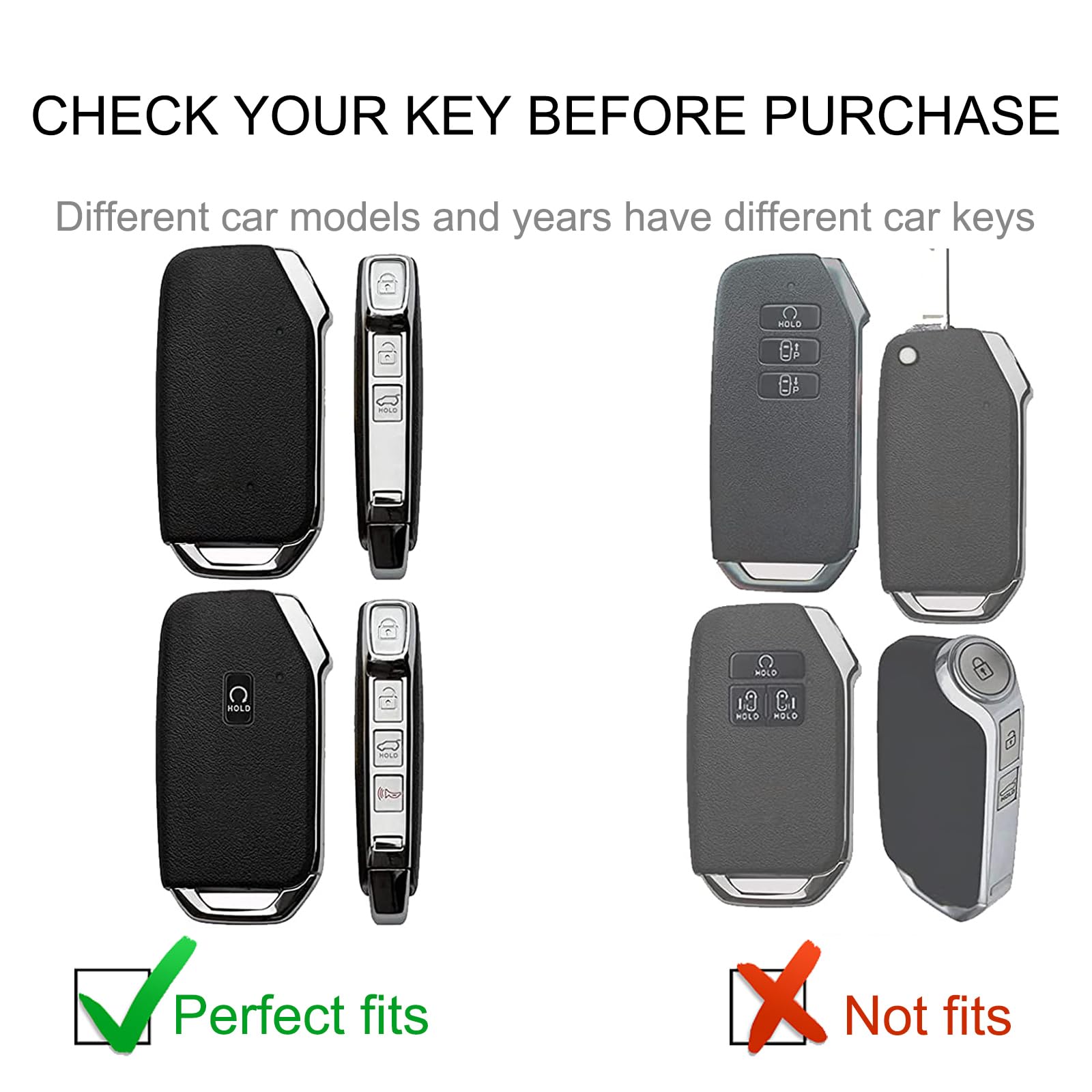 Cacarlike For Kia Key Fob Cover With Leather Lanyard, Car Key Fob Case Compatible With Kia Cerato Ceed Forte Niro Sorento Seltos