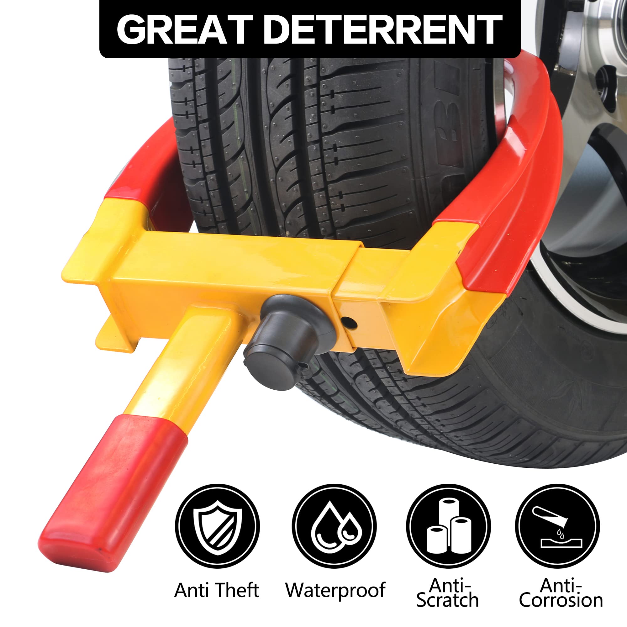 Kaycentop Universal Wheel Lock, Security Trailer Wheel Lock, Tire Lock Anti Theft For Trailers Golf Cart Suv Boat Atv Motorcycle