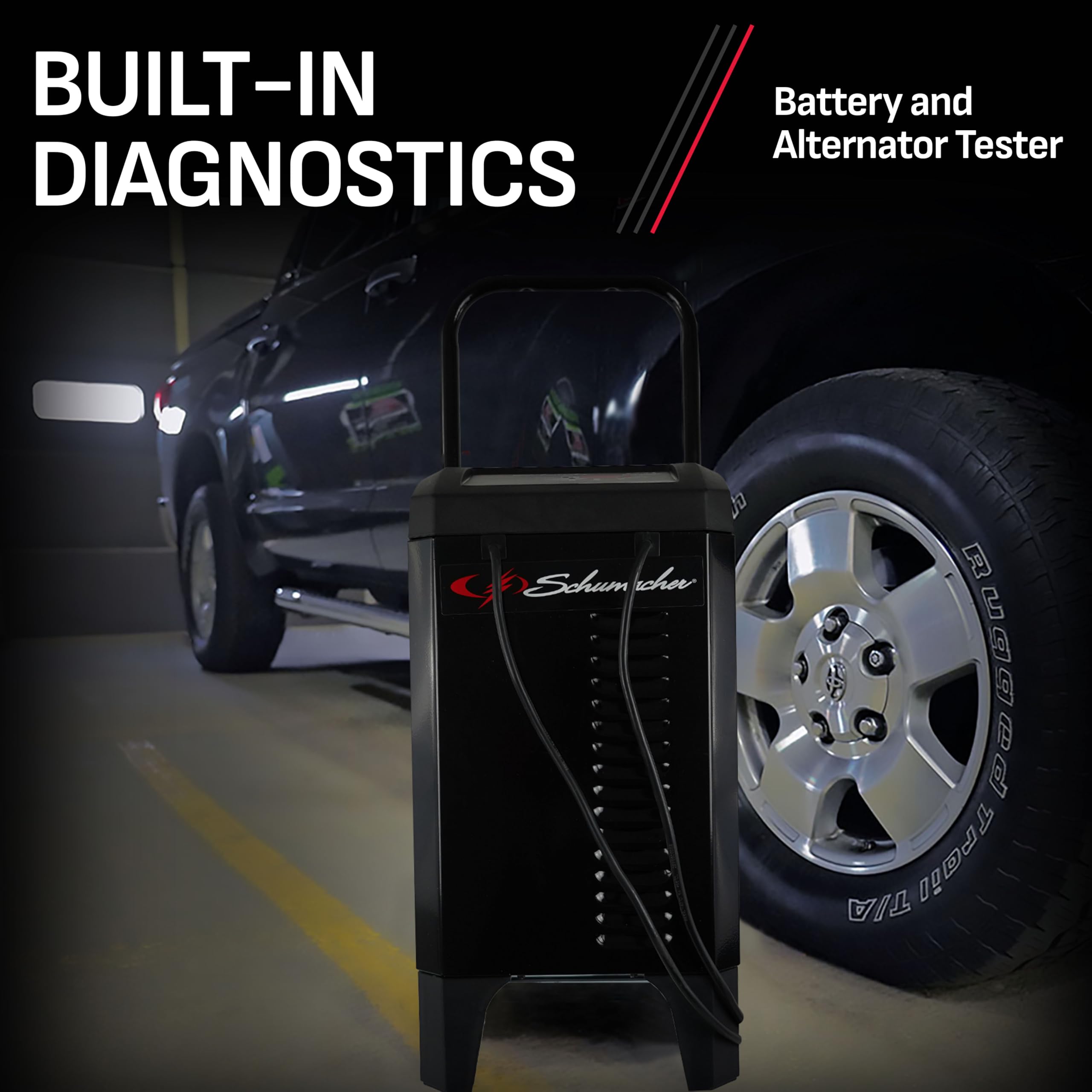 Schumacher Electric Fully Automatic Wheeled Battery Charger and Engine Starter 6-in-1, SC1309 - 200 Cranking Amps, 6 Volt and 12