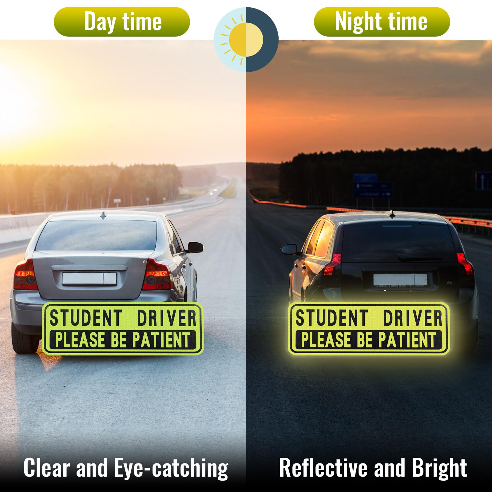 4 Pcs Student Driver Sticker For Car, Magnetic Student Driver Signs For Car, Please Be Patient Funny Magnetic New Drivers Safety