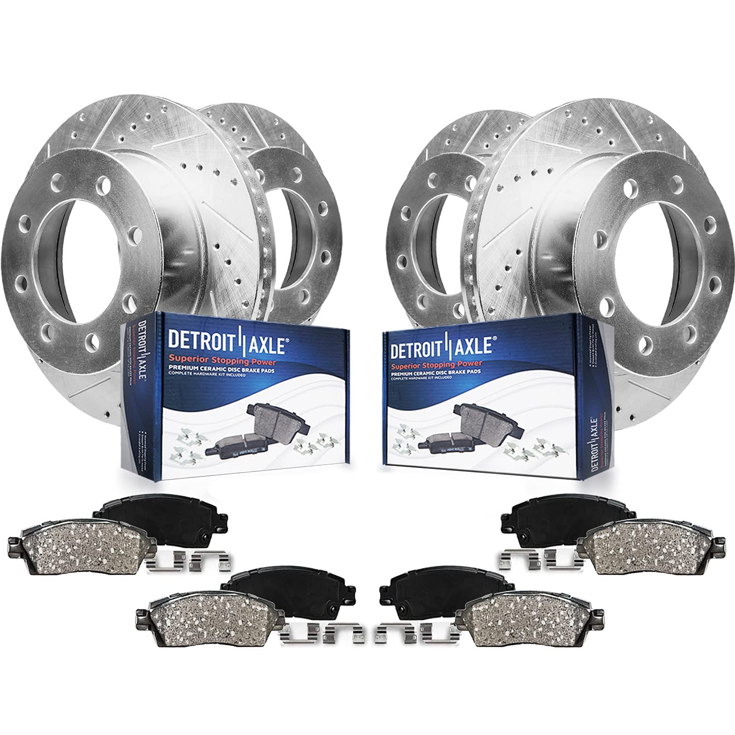 Detroit Axle - Brake Kit for Chevy GMC Silverado Sierra 2500 3500 HD Suburban Avalanche Yukon XL 2500 Drilled & Slotted Brake Ro