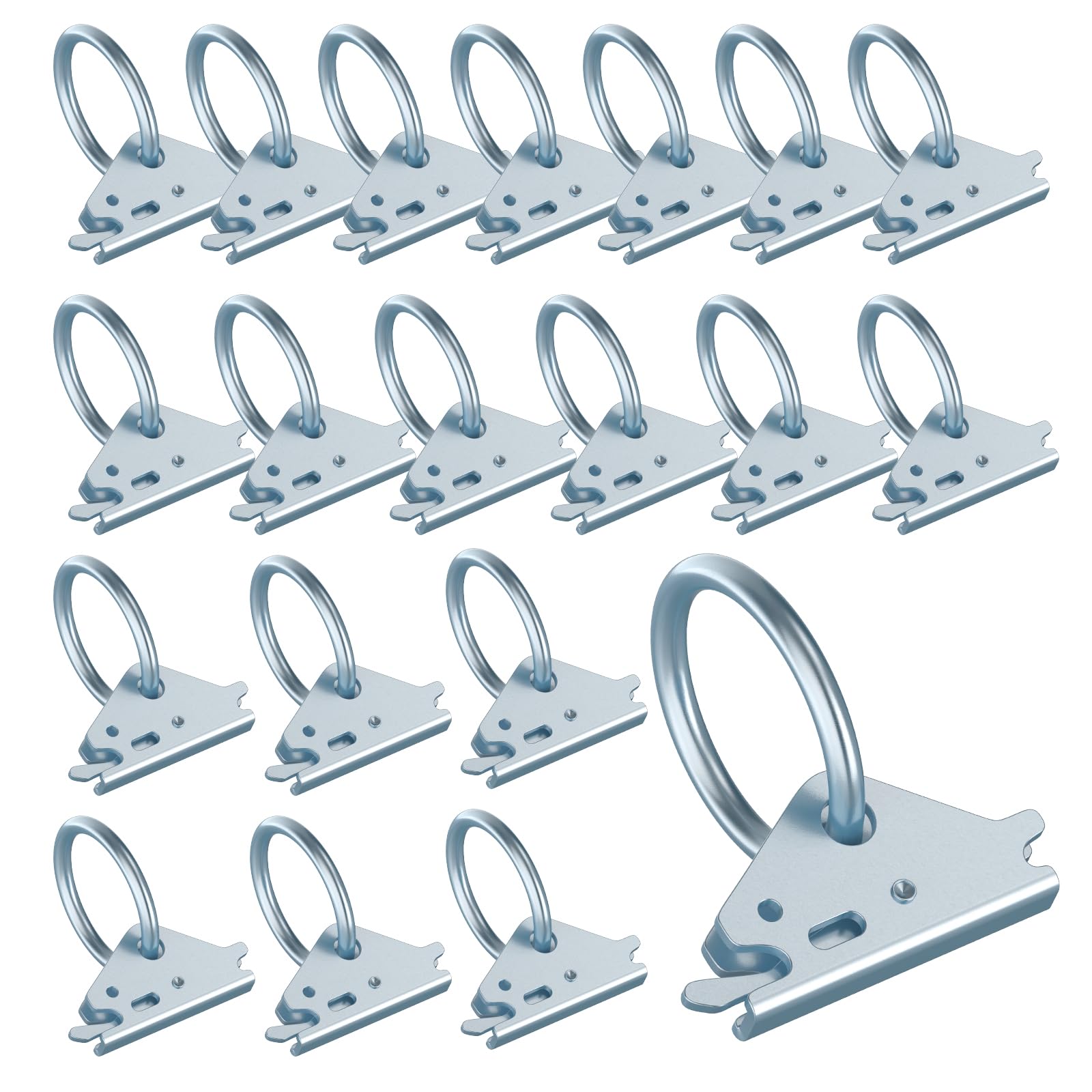 Eapele 20pcs Steel E-Track O Ring Tie-Down Anchors, Secure Cargo in Enclosed/Flatbed Trailers, Trucks, Load Limit of 1500lb(Silv