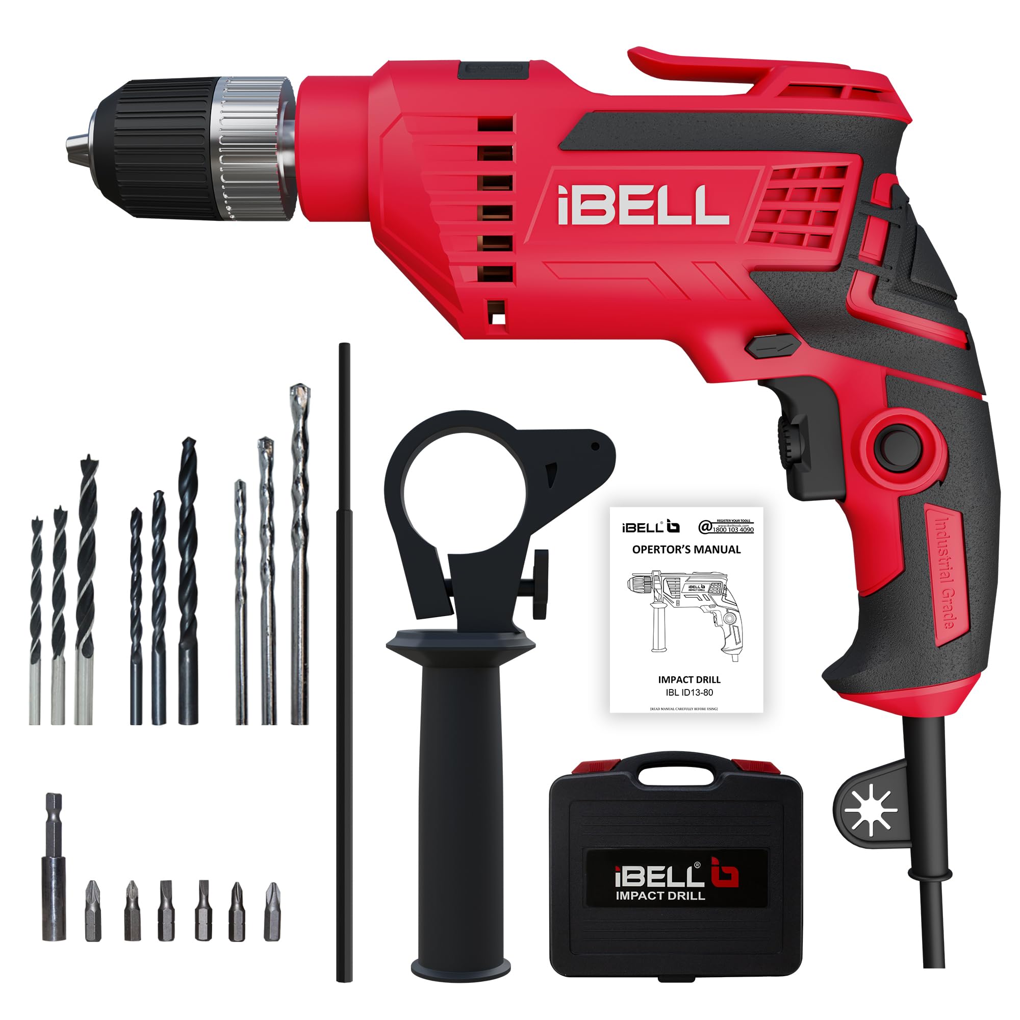 Ibell Impact Drill Id1380, 650W, Copper Armature, Chuck 13Mm Keyless Auto, 2800 Rpm, 2 Mode Selector, Forward/Reverse With Vari