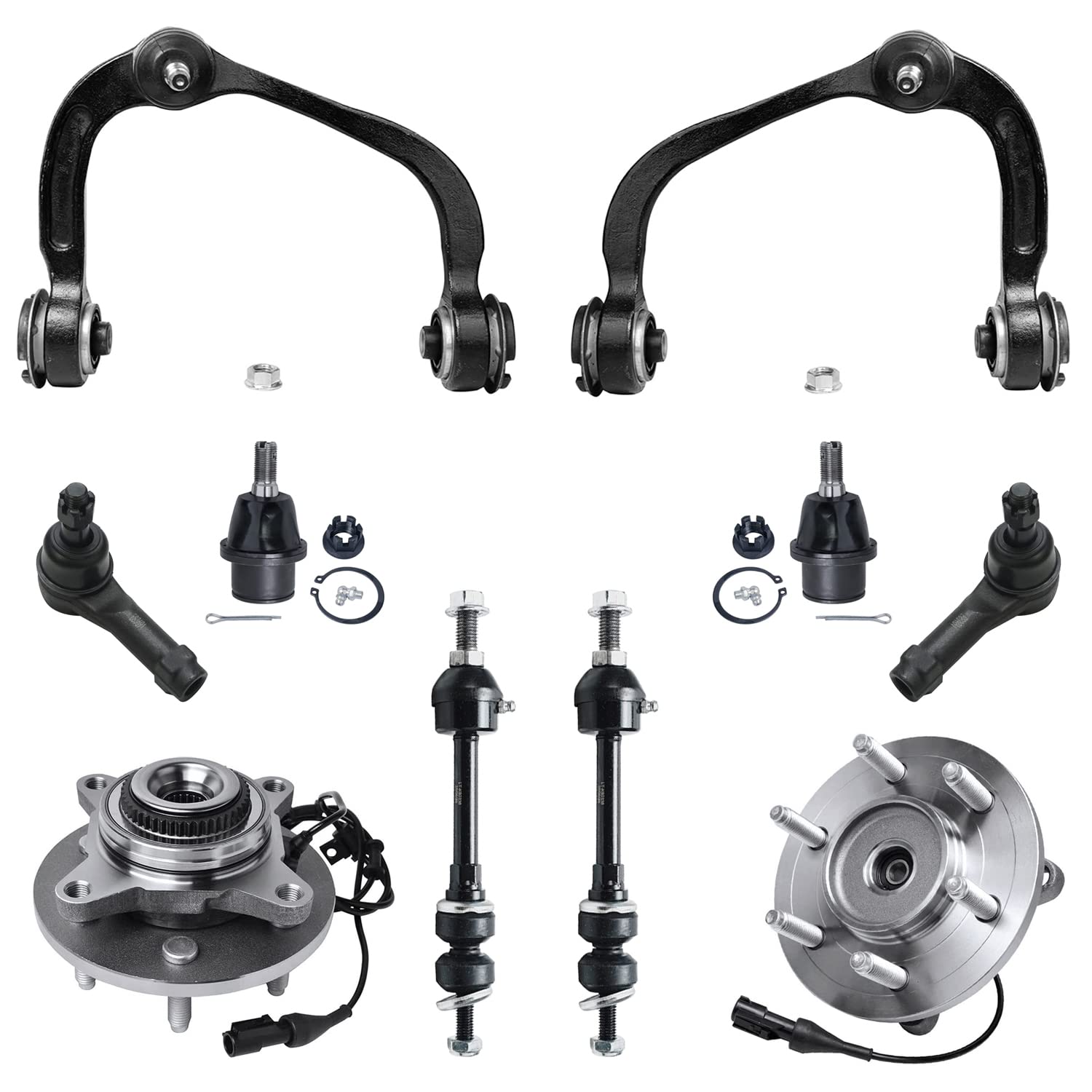 Detroit Axle - 4WD Front End Kit for Ford 2005-2008 F-150, 2006-2008 Lincoln Mark LT, Wheel Bearing Hubs Upper Control Arms Oute