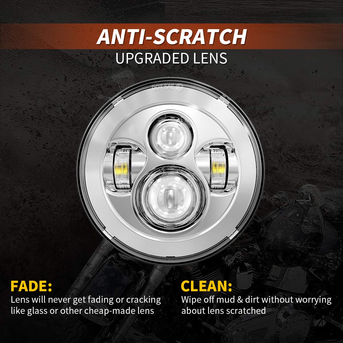 TRUCKMALL 7 Inch LED Headlight Fog Lights, Chrome Aluminum, Model 8542081352 for Touring Road King Ultra Classic Electra Glide Softail