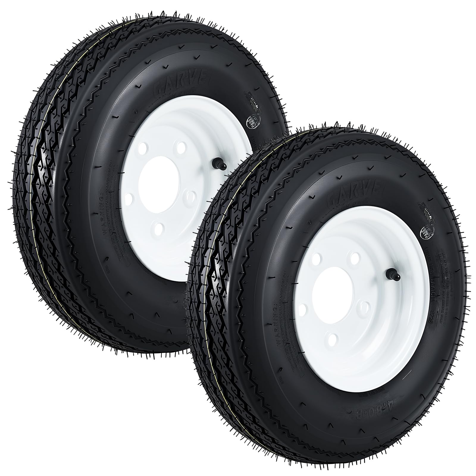 GarveeTech 4.80-8 4.80x8 480-8 Trailer Tire and Wheel Assembly, Heavy-Duty Load Range C 6PR, 5 Lug White Modular Wheel, 8 Inch T