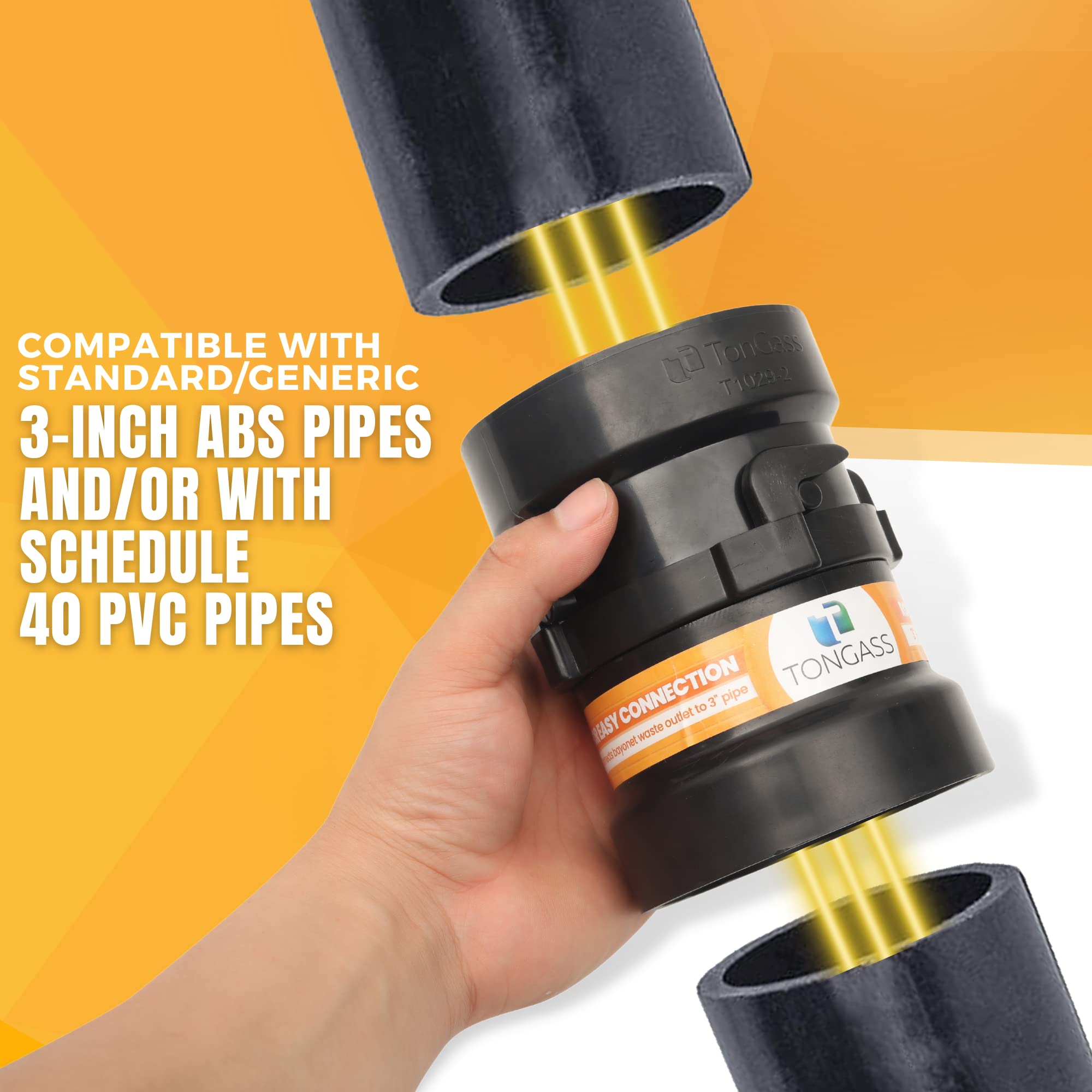 Tongass (Combo Pack) Rv Sewer Hose Fitting Adapter To Pvc, Rv Sewer Connection & Rv Sewer Termination Adapter - 3'' Hub X Bayone