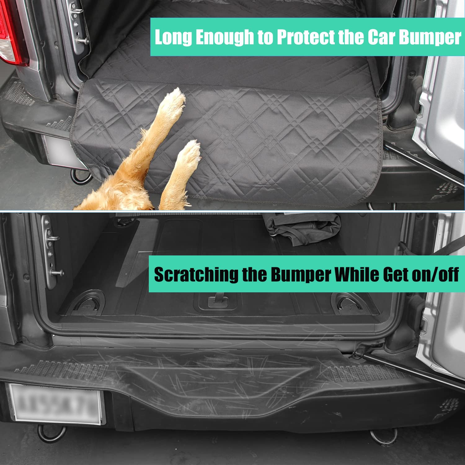 Anmosvo For Ford Bronco Dog Cargo Liner 2024 - Waterproof Anti-Scratch & Anti-Slip Pet Trunk Cover With Side Flaps And Bumper Pr