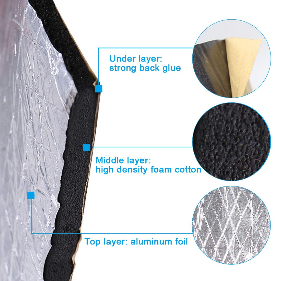 Uxcell 394Mil 32.29Sqft Car Exhaust Muffler Heat Sound Deadener Insulation Mat 118 '' X 40 ''