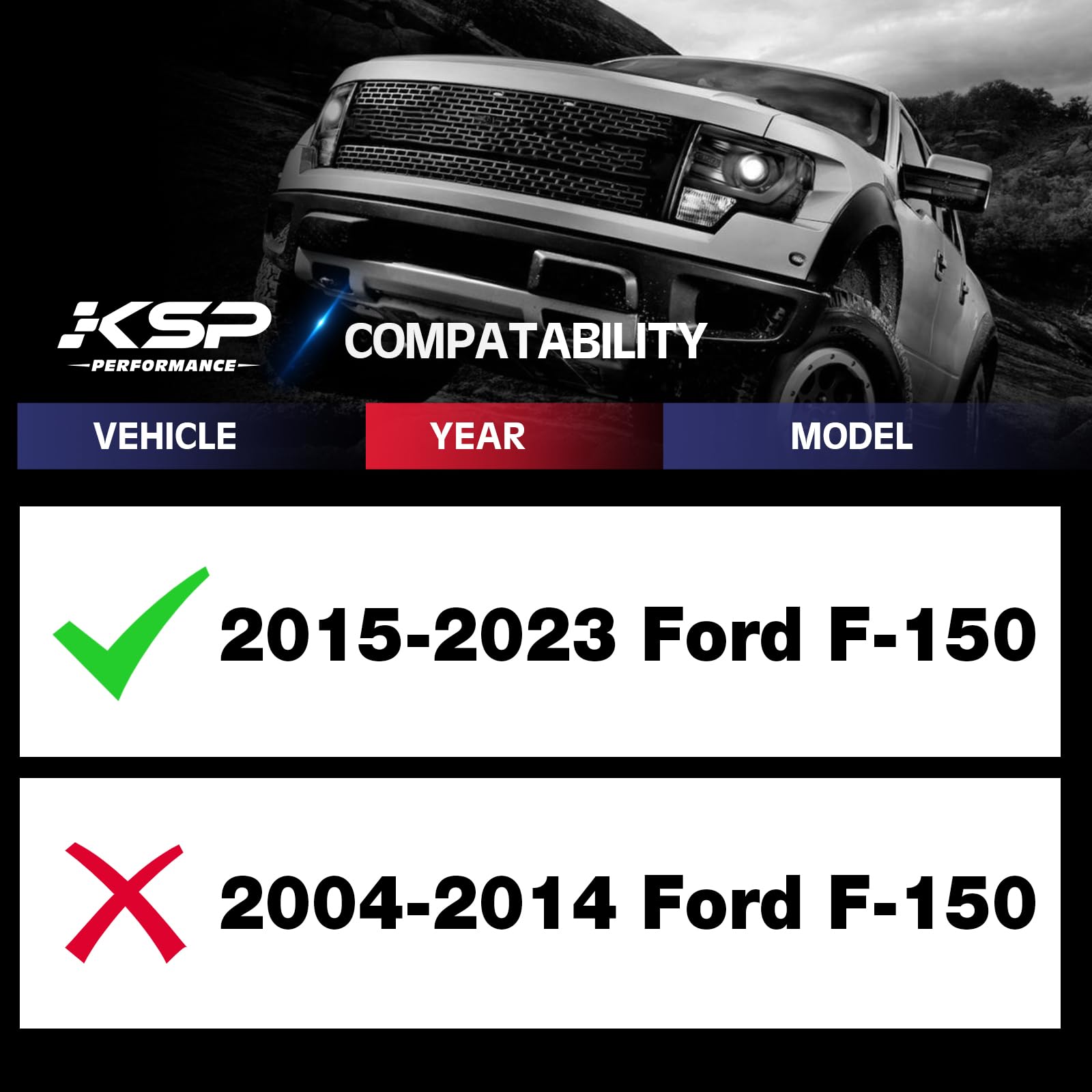 KSP PERFORMANCE 6x135 Wheel Spacers Hubcentric 1.5in Aluminum Black for 2015-2022 F150, Expedition, Navigator, Model KS-6008K