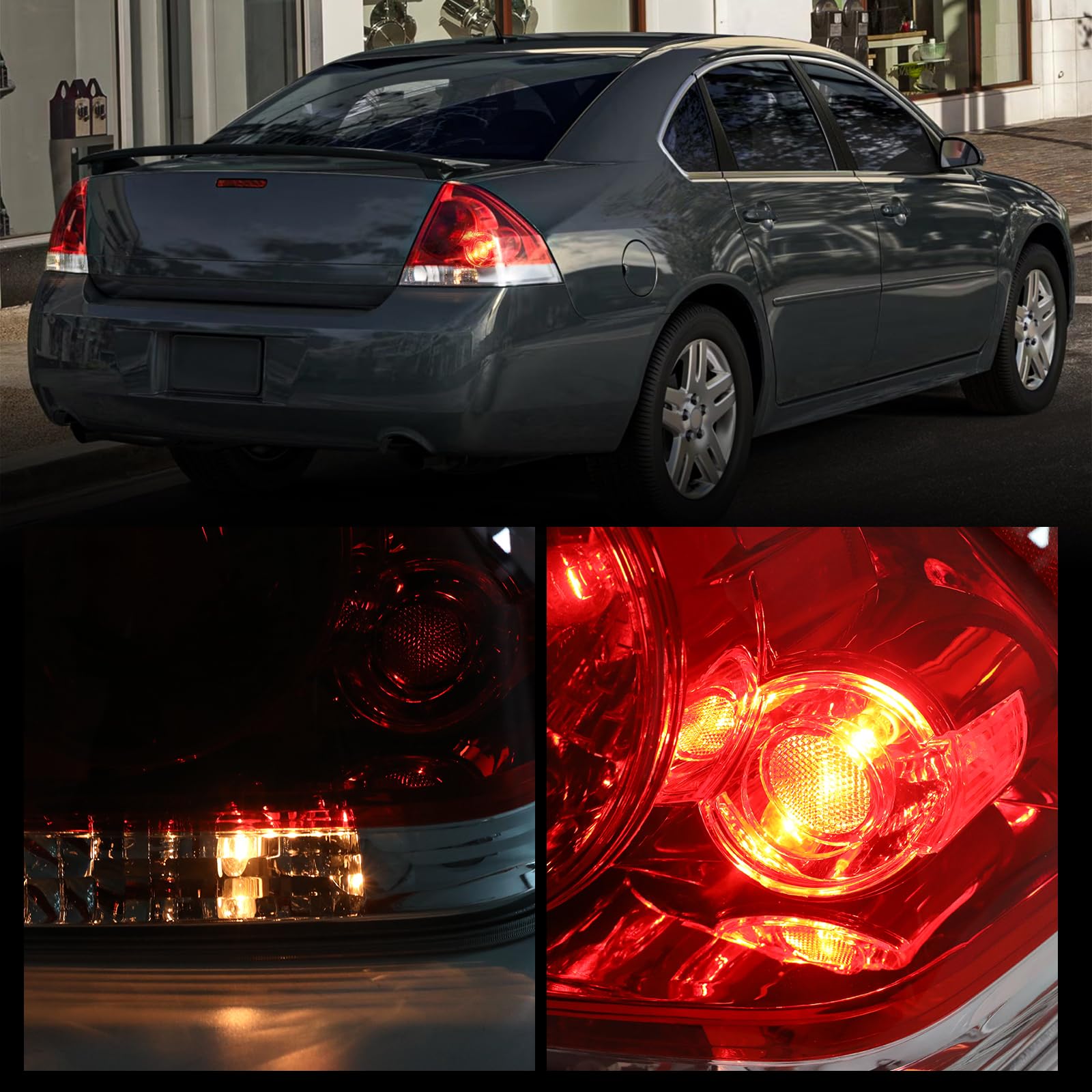 JSBOYAT Headlight & Tail Lights Assembly Pair Set for 2006-2013 Chevy Impala, Black & Amber, OE Direct Replacement, w/o Bulbs
