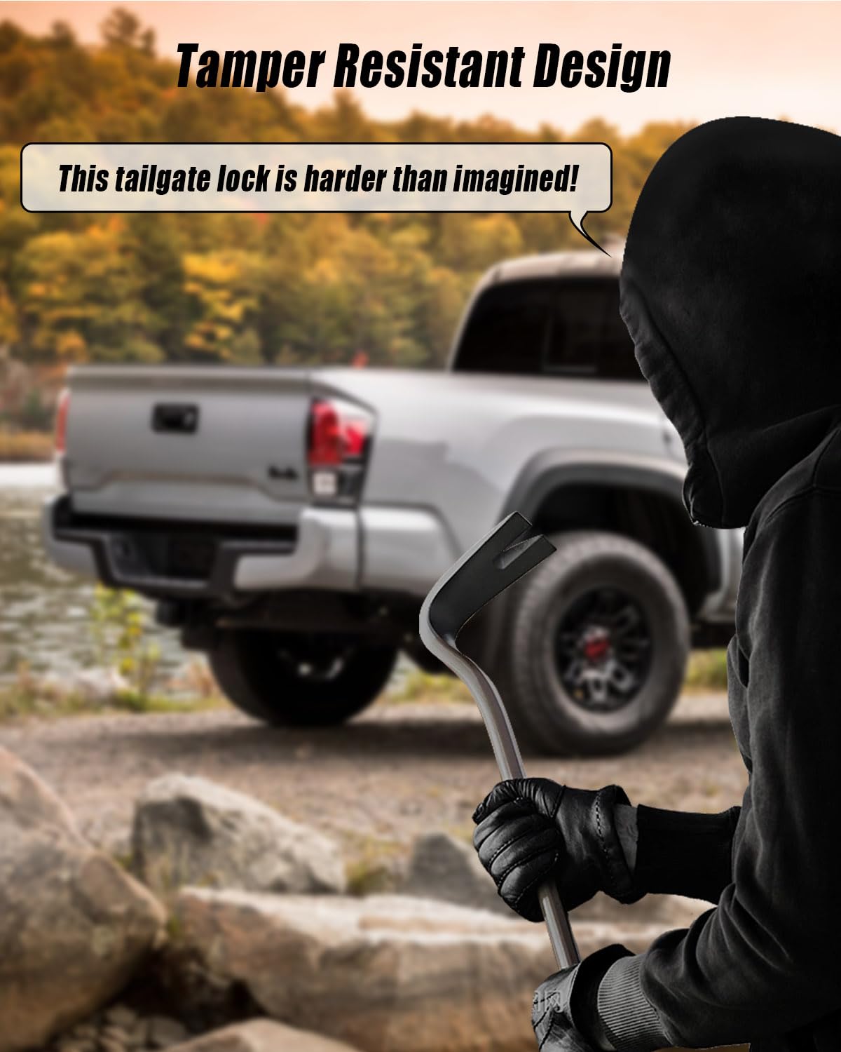 Tavaski Tailgate Anti-Theft Lock for Toyota Tacoma 2016-2023, Zinc Alloy, Red, Includes Keys