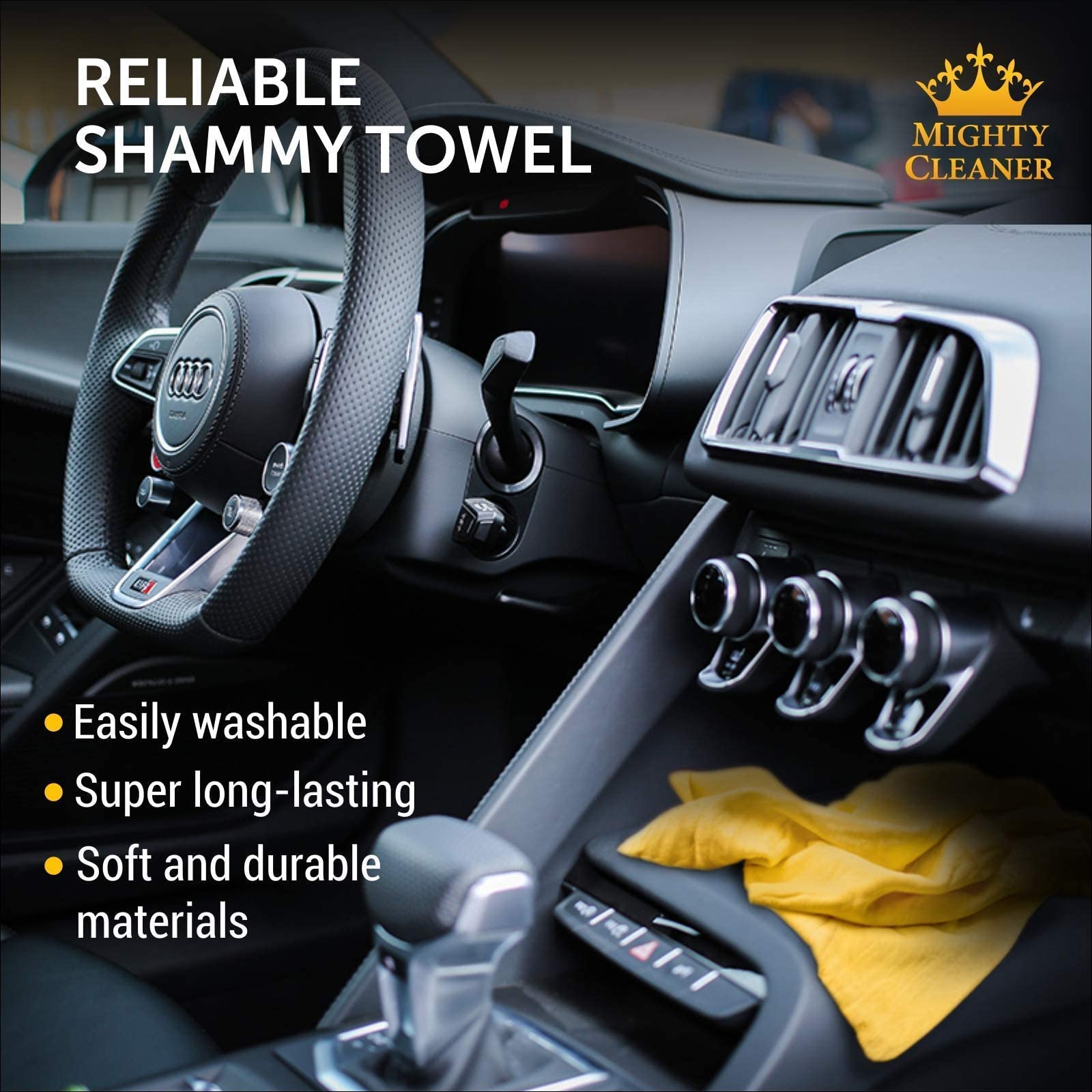 Premium 2Pk Mini +1 Free Shammy Cloth For Car Drying - (17X13) - Super Absorbent Chamois Towel For Car - Reusable Shammy Towel F