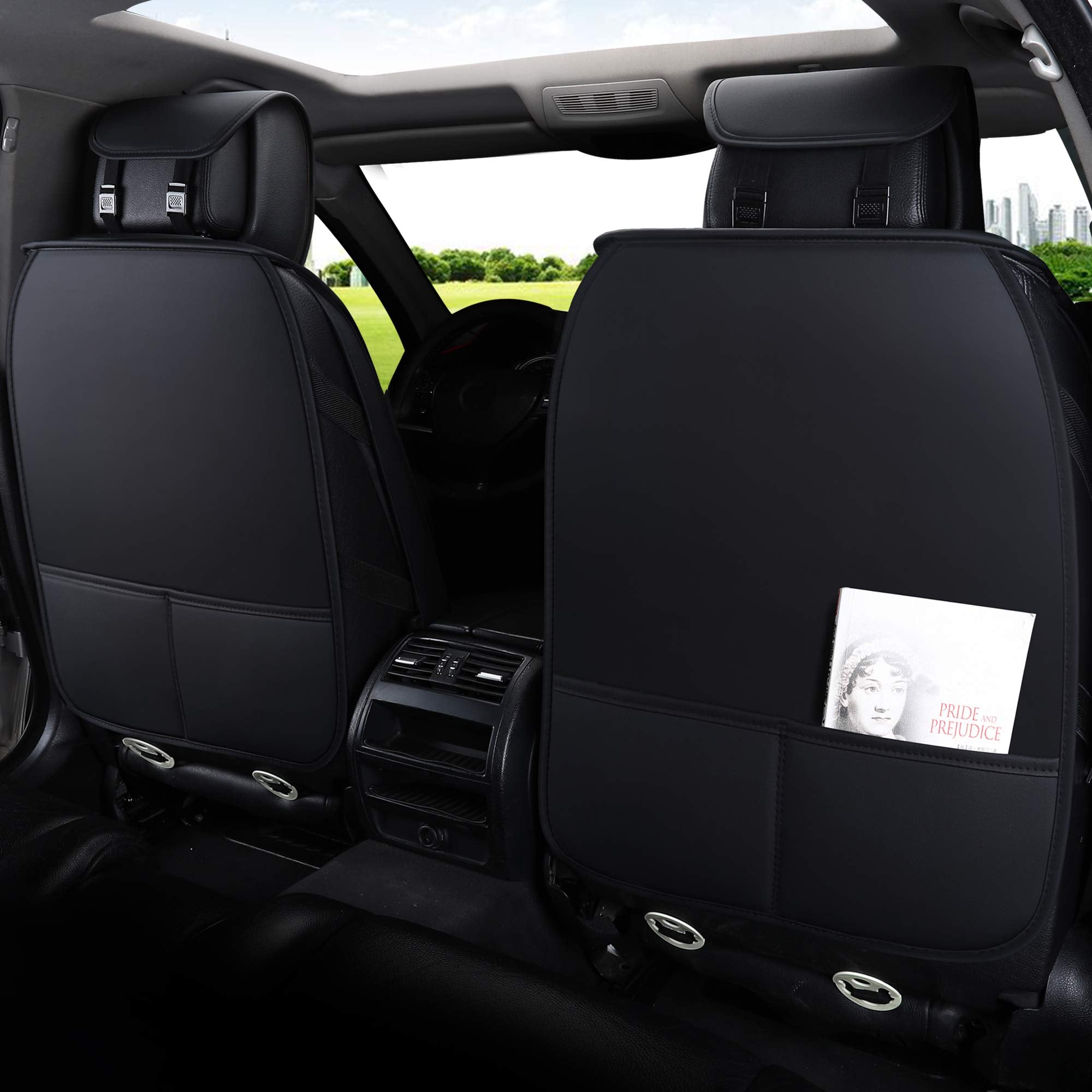 Aierxuan Front Car Seat Covers Waterproof Leather Universal for Chevy Acura Lexus Jetta Tiguan Jeep Wrangler Liberty Cherokee Mi