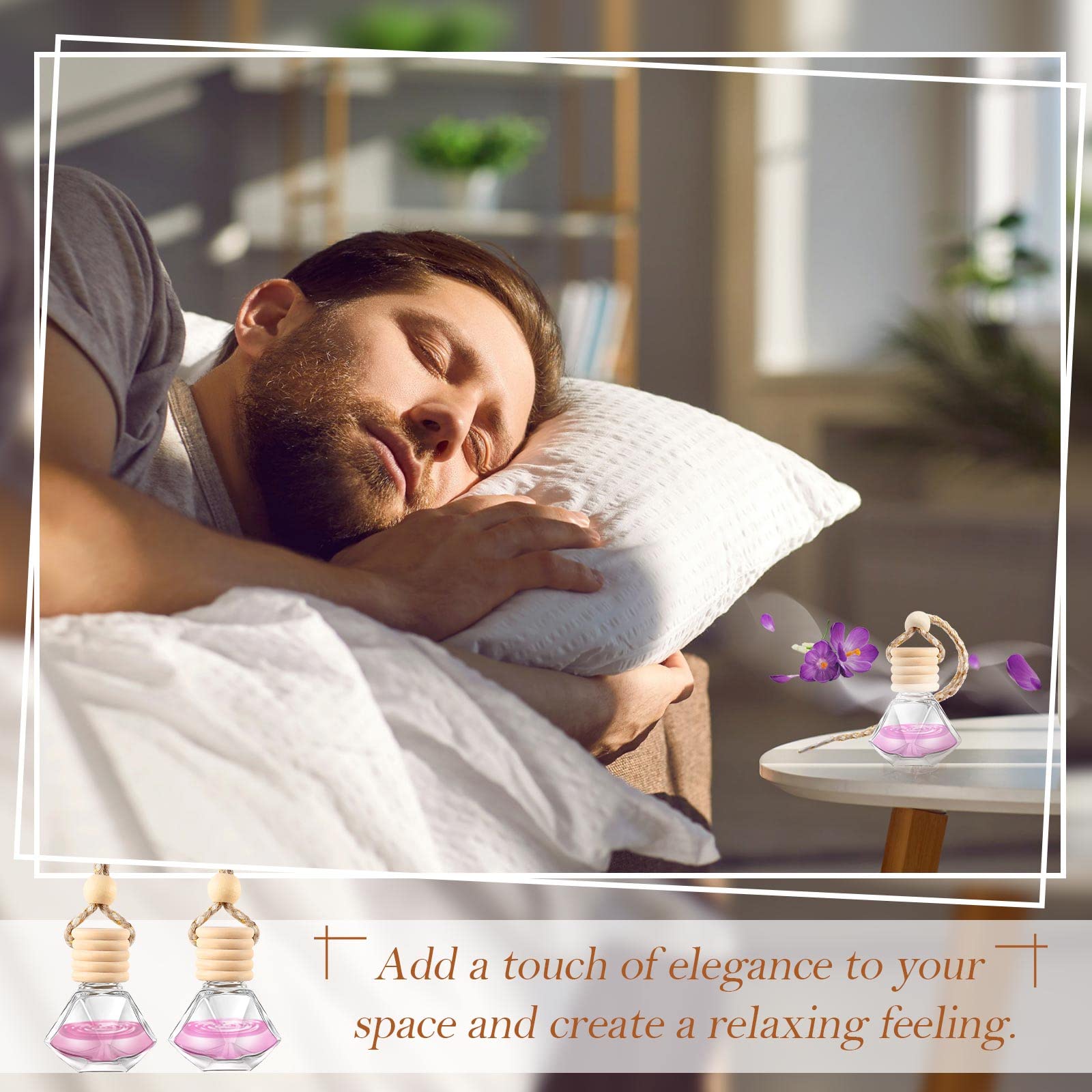 Rtteri 100 Pcs Car Air Freshener Hanging Bottle Empty Glass Perfume Diffuser Bottles Refillable Car Air Freshener Pendant Aromatherapy Fragrance Vials Ornament(Diamond)