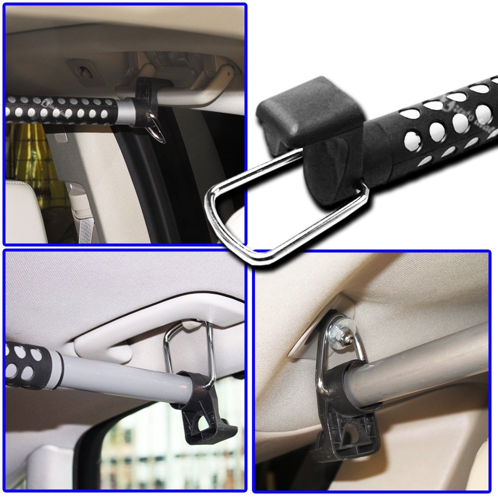 Zento Deals 2 Pack Of Heavy Duty Expandable Clothes Bars Car Hangers Rod- Convenient Classic Black Combines With Strong Metal An