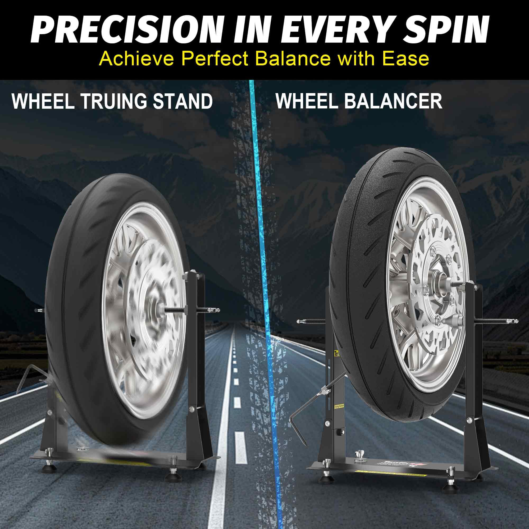 Tanfix Heavy-Duty Motorcycle Wheel Balance Stand for Static & Dynamic Tire Alignment - Single-Axle Balancer for Sport & Dirt Bikes