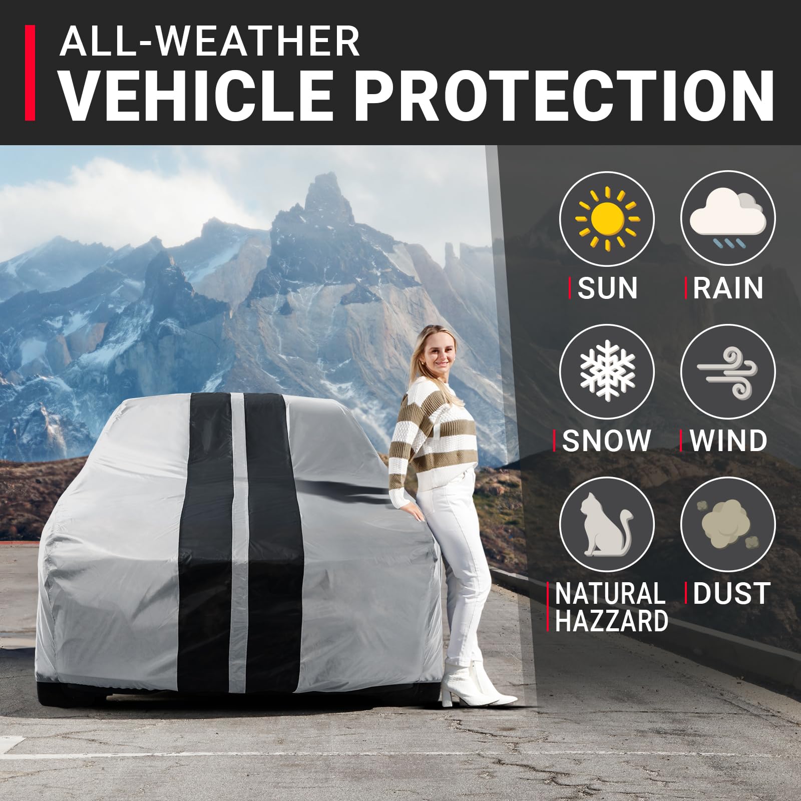 iCarCover Premium Plus Car Cover Waterproof All Weather Rain Snow UV Sun Protection, El Camino, Monte Carlo, Thunderbird, Cutlas
