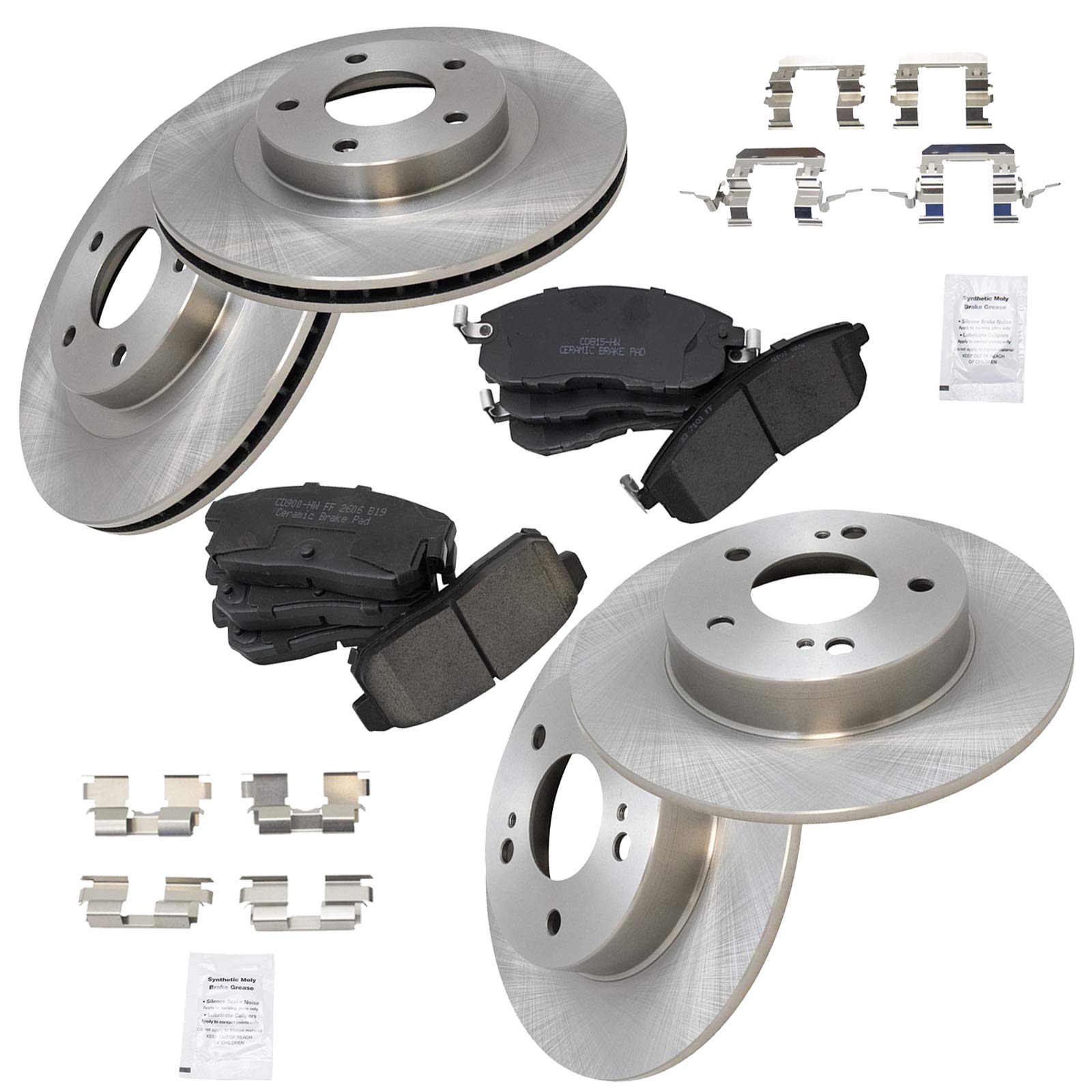 Trq Front And Rear Brake Pad & Rotor Kit Brake Pads Brake Rotor Ceramic Compatible With 2002-2004 Infiniti I35 2002-2003 Nissan