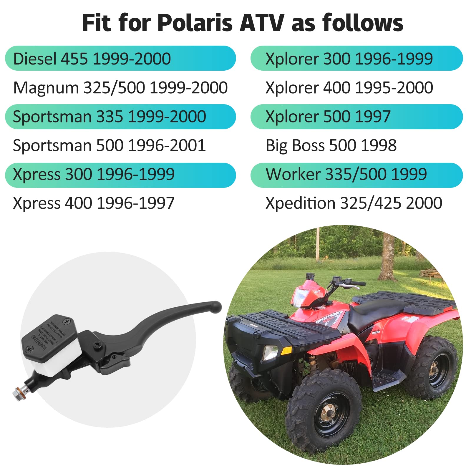 JAVIK Front Brake Master Cylinder for Polaris Sportsman 500, 335, Xplorer 500, Magnum 500 - Durable Replacement Part