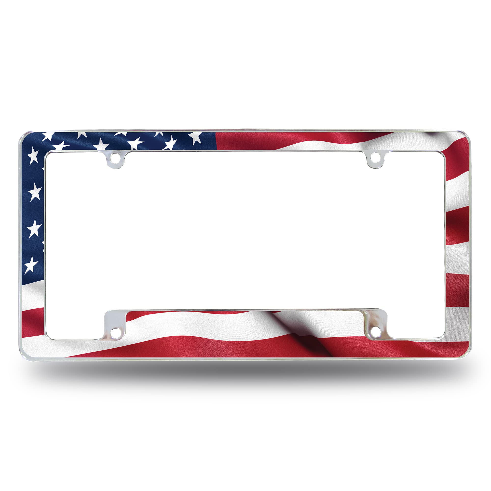 Rico Industries USA Flag All Over Automotive License Plate Frame for Car/Truck/SUV (12 x 6)