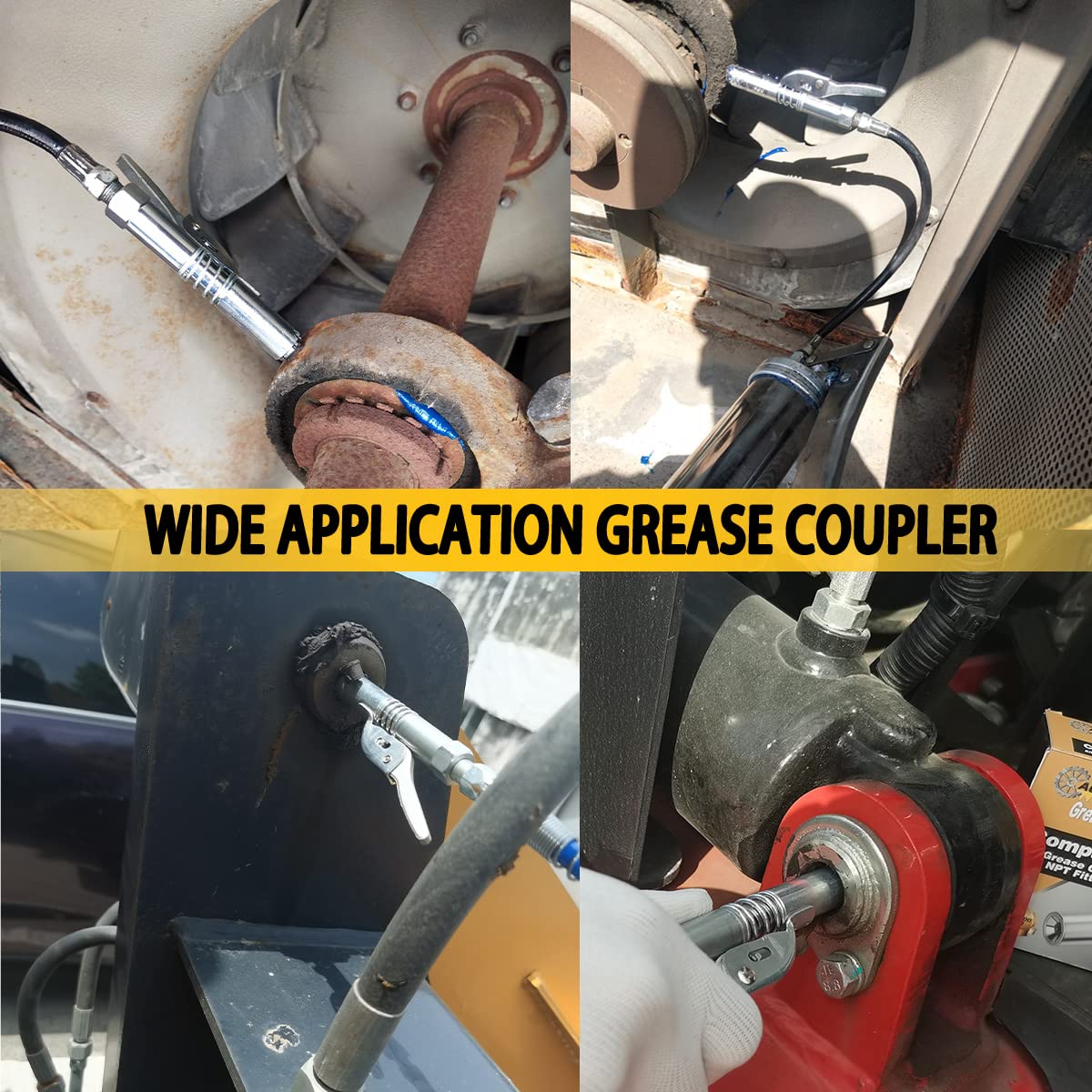 Aorrzer Grease Gun Coupler 2 Pcs, Strong Lock-On Greases Gun Couplers, 12000 Psi High Pressure Coupler Quick Release Grease, Dur