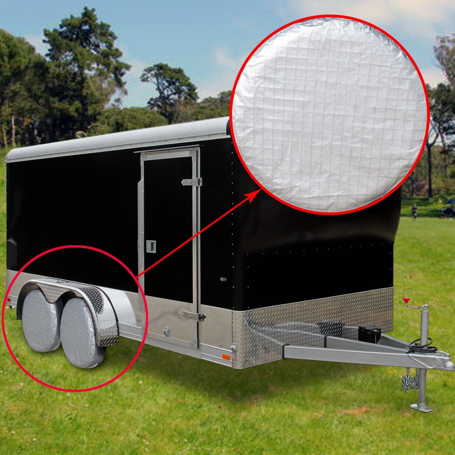 Amfor Tire Covers Set Of 2, Waterproof Anti-Uv Sun Snow Rain Tire Covers For Trailers, Rv, Camper, Suv, Truck, Fit 24-26 Inches