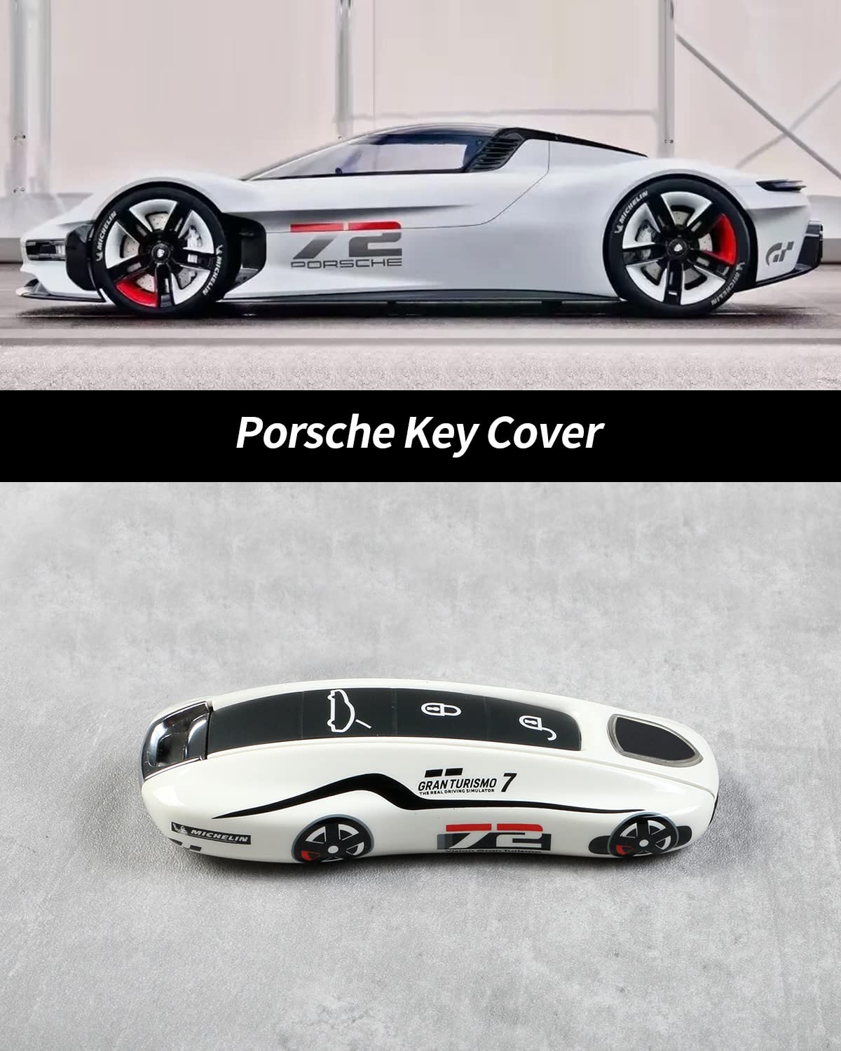 LIMBQS Car Key Protection Keychain for Porsche Panamera 911 Cayenne Taycan - New White, ABS Plastic, Item Size No. 72