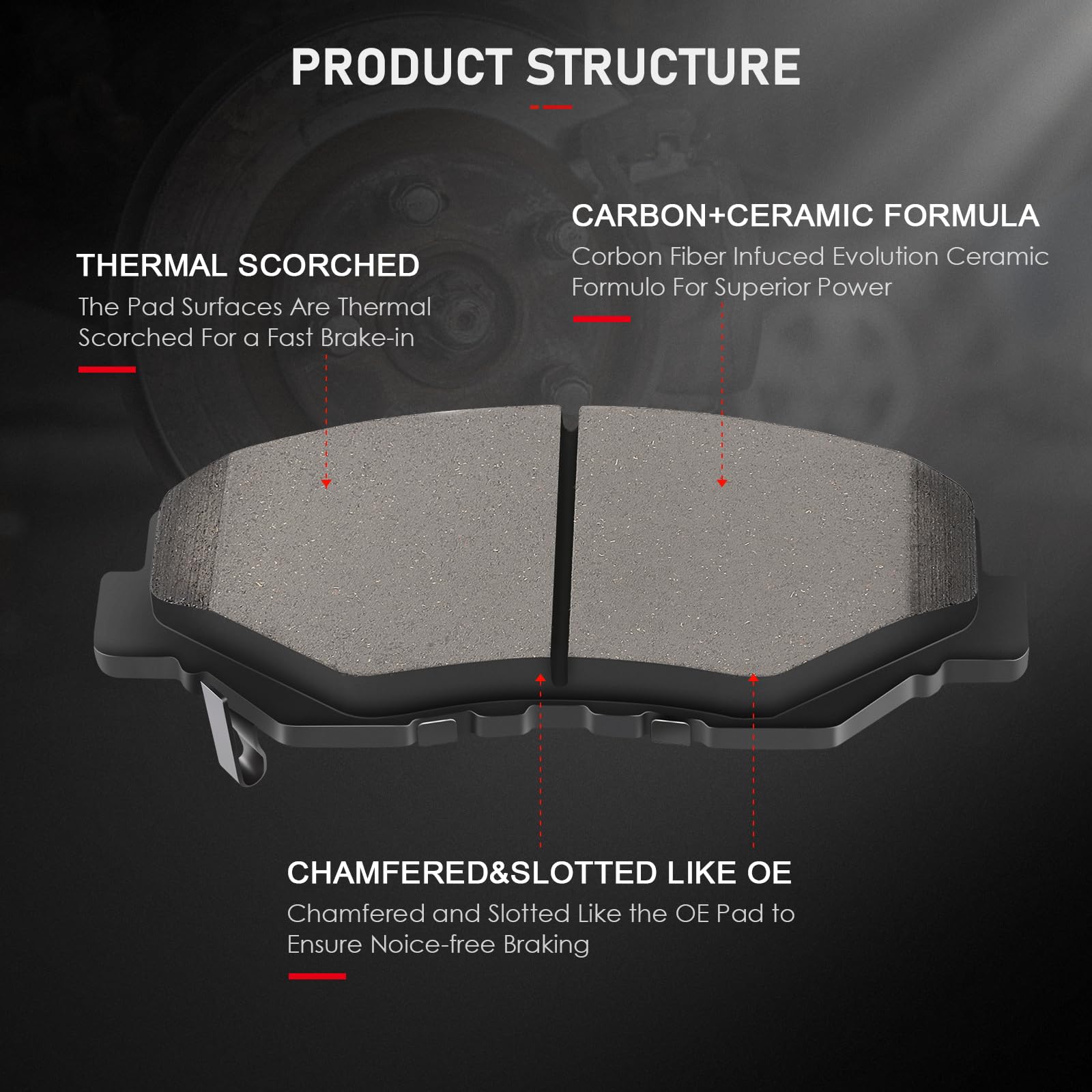 Cciyu D958 D1451 Front Rear Ceramic Brake Pads Kits 8Pcs Fit For 2011-2017 For Honda For Accord