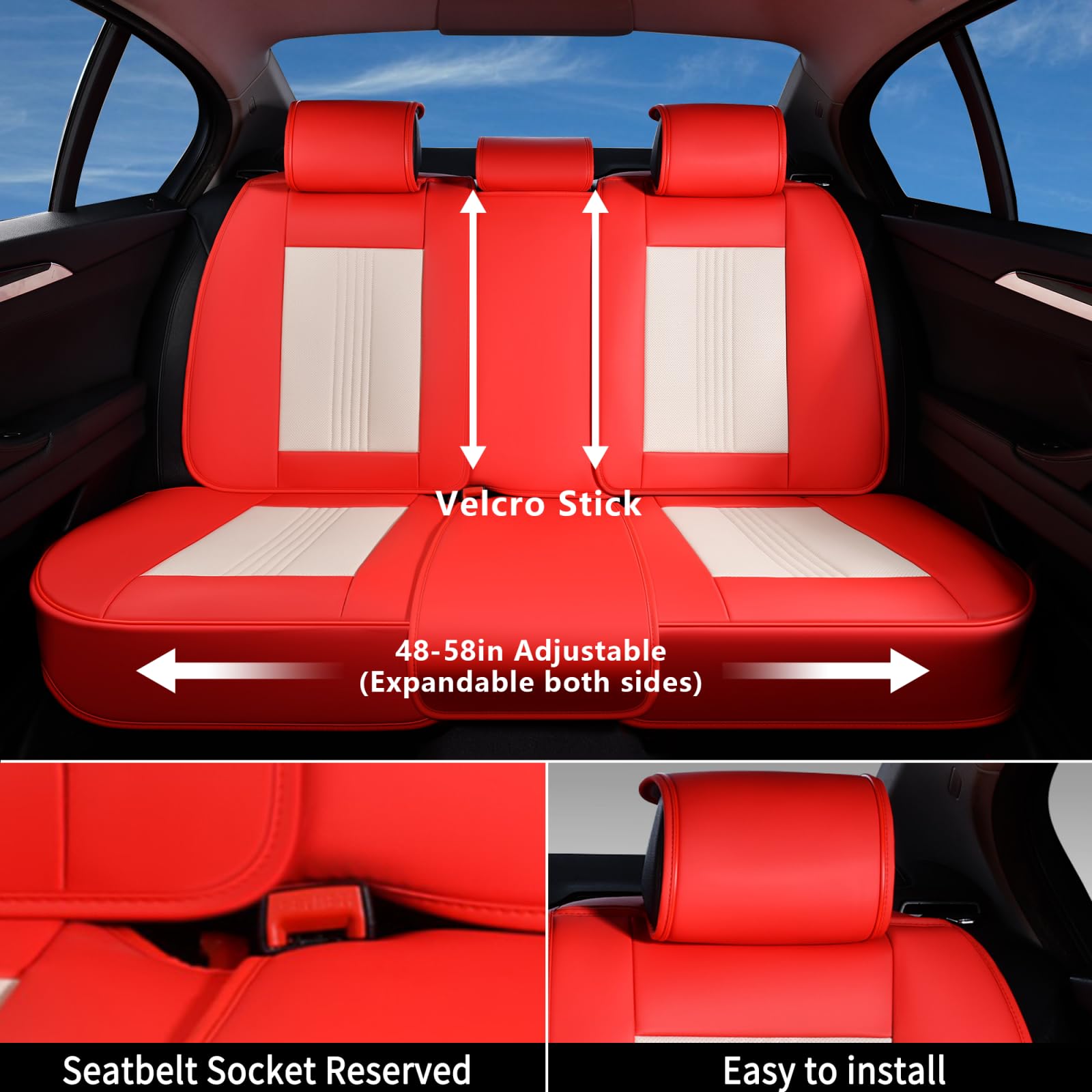 Coverado Car Seat Covers Full Set, Front And Rear Seat Covers, 5 Seats Leather Seat Covers For Cars, Waterproof Car Seat Protect