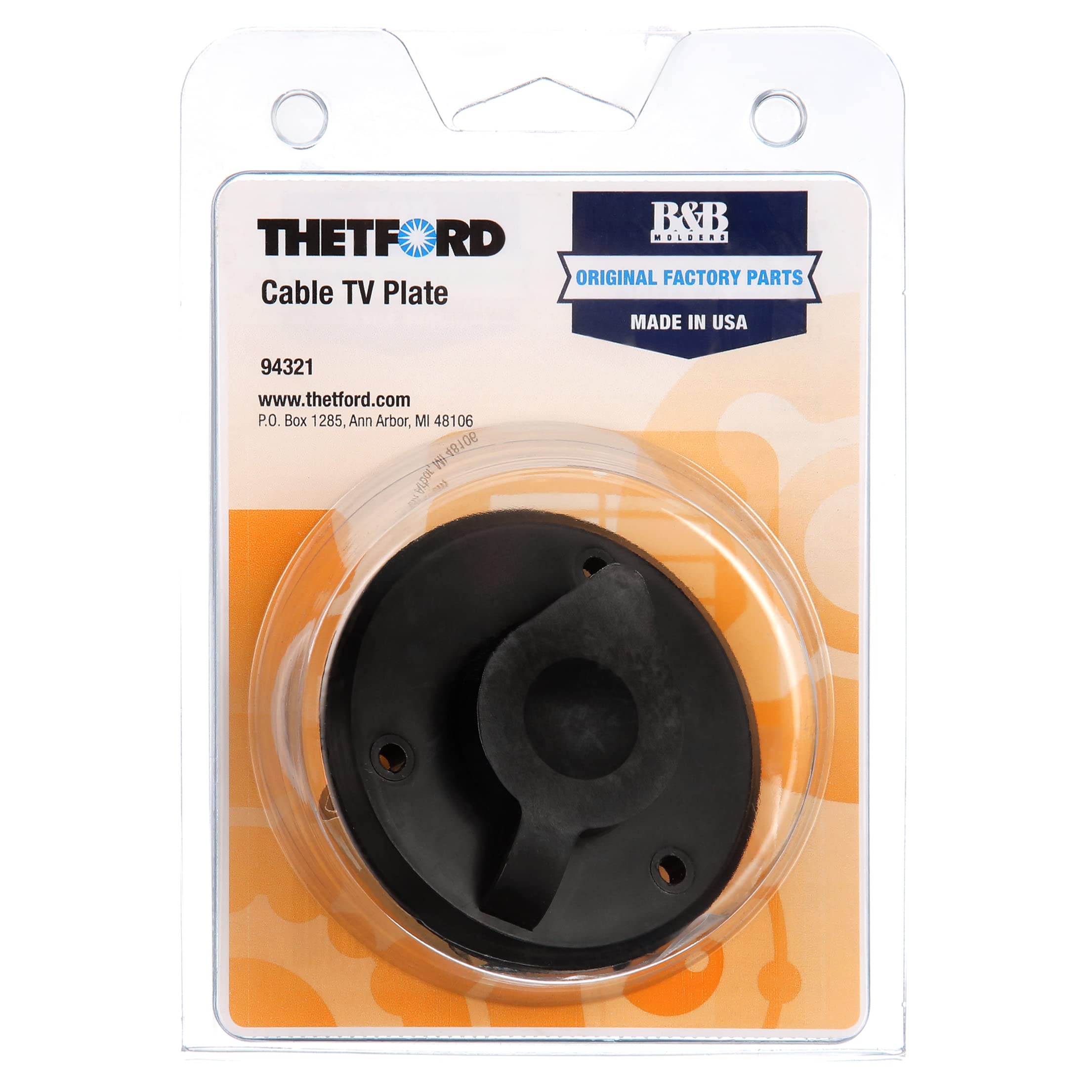Thetford|B&B Molders Rv Replacement Parts And Accessories Camper Coaxial Antenna/Cable Tv Plate Large Jack Cover Polar Black Pn 94321