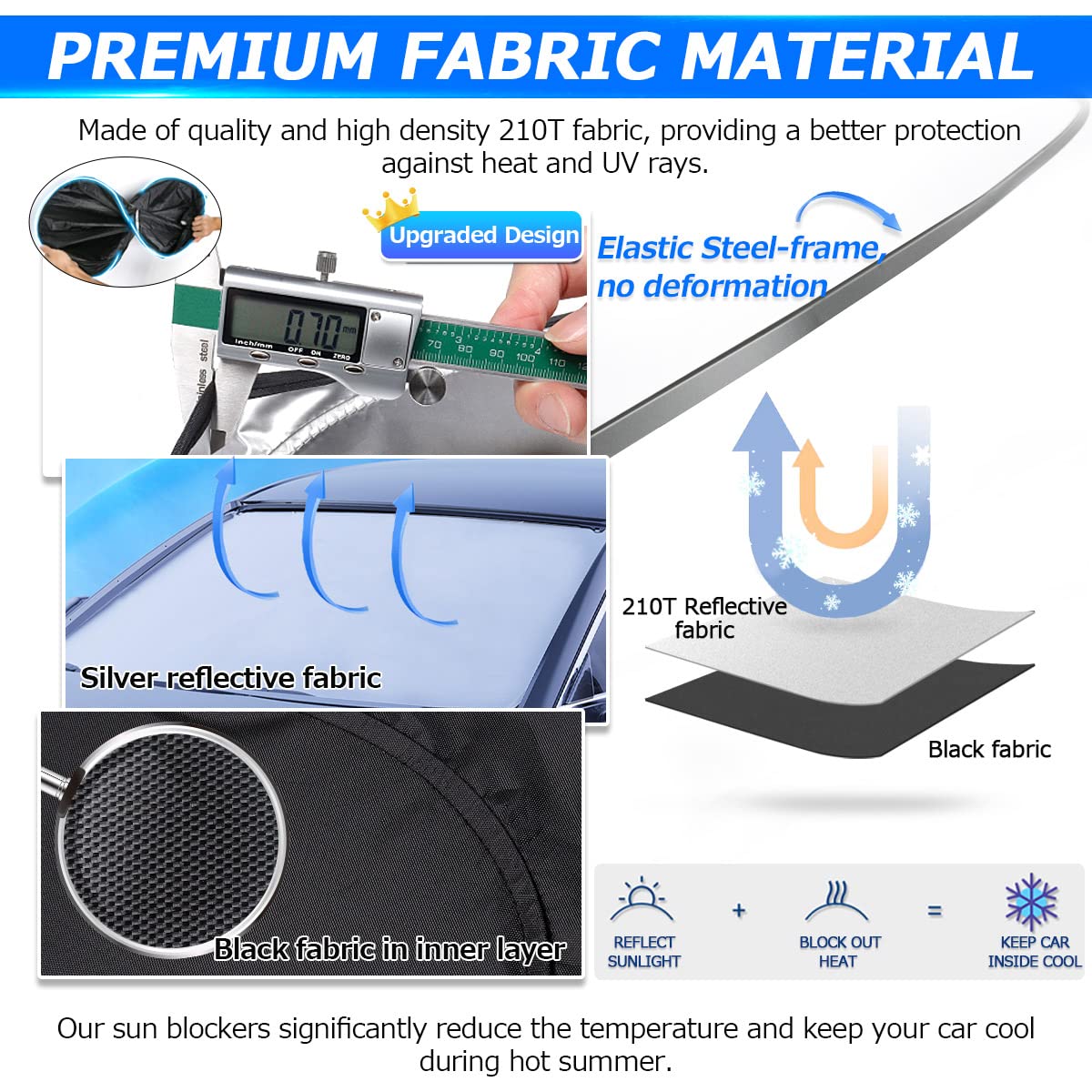 Karltys Windshield Sun Shade For Ford Escape 2020-2023 Window Sunshade Foldable Front Side Window Shade Cover 210T Car Sun Visor