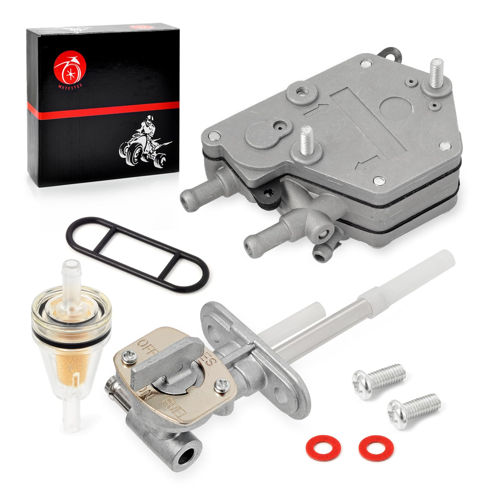 MOTO1988 Fuel Valve Petcock & Pump for Polaris Outlaw/Predator 500, Models 7052331 & 3088070, 2003-2007