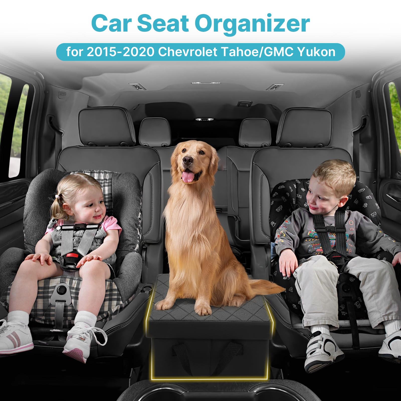 Mixsuper Liner Car Seat Organizer for Ford Explorer 2020-2025, Black Cardboard Backseat Storage Bin for Kids & Dogs