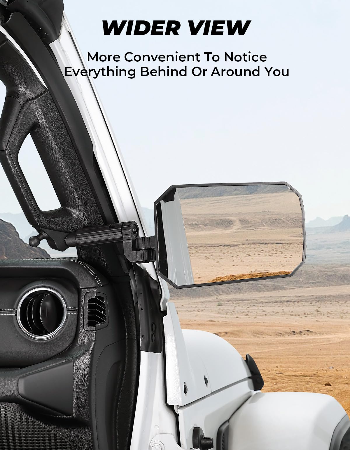 Joytutus Mirrors Doors Off Compatible With Wrangler Jl/Jlu 2018-2023 & Gladiator Jt, Jl Side Mirrors With Ball Adapter, Wider Vi