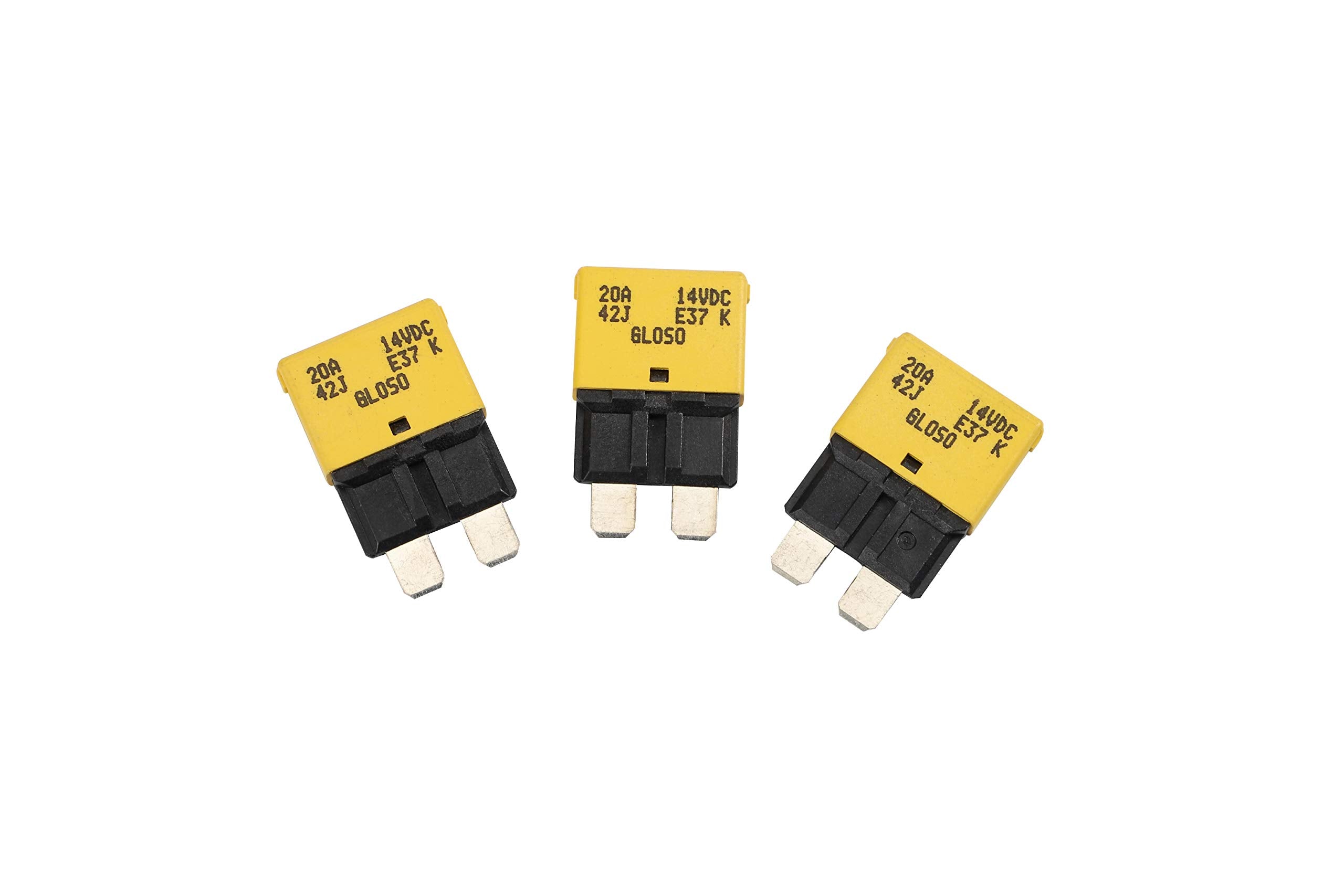 Gloso E37 Auto (T1) Reset Low Profile Atc/Ato Circuit Breakers - (20A - 3 Pack)