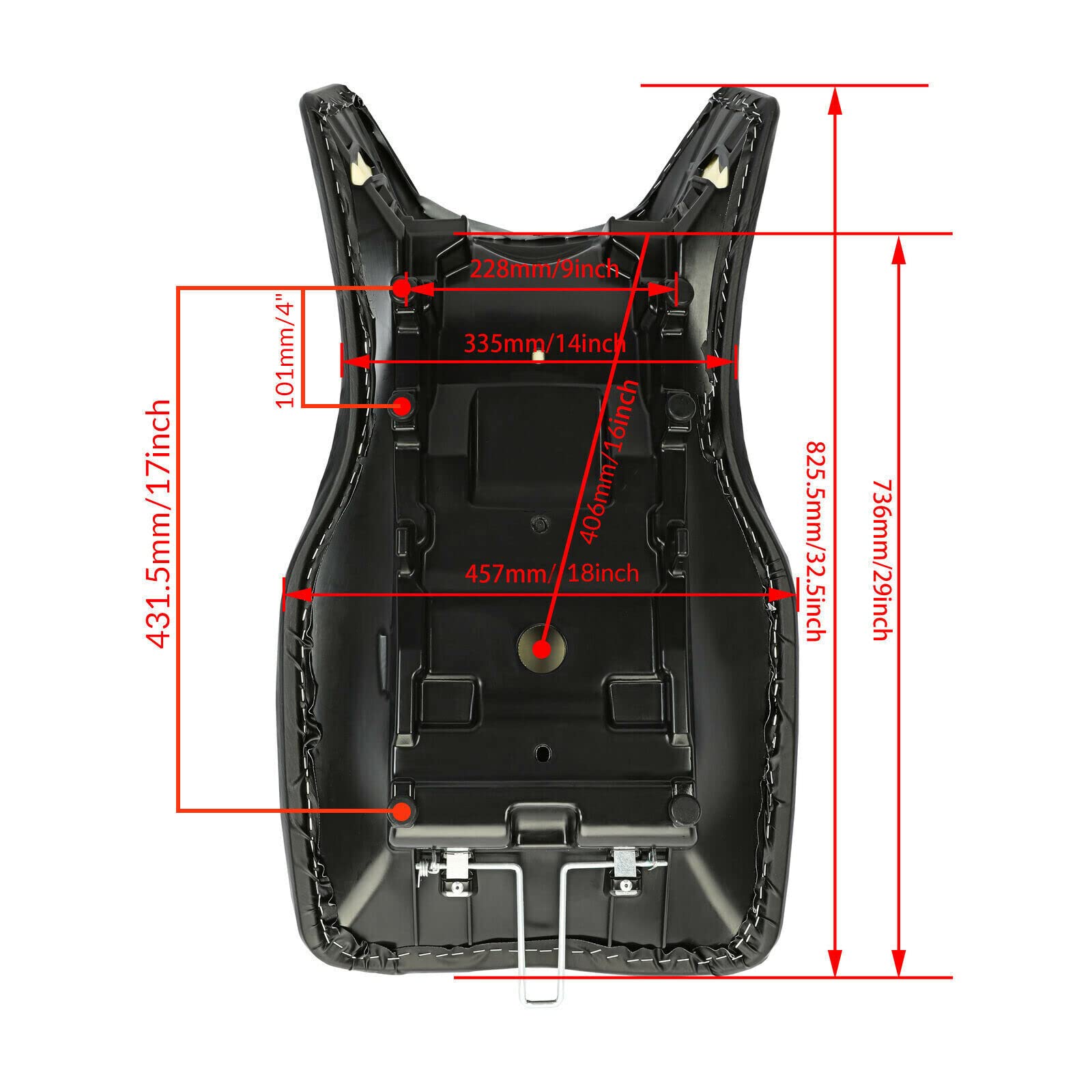 HECASA Seat Replacement for Polaris Sportsman 400/450/500/600/700/800, Black Leather, Model CB-1276, Large