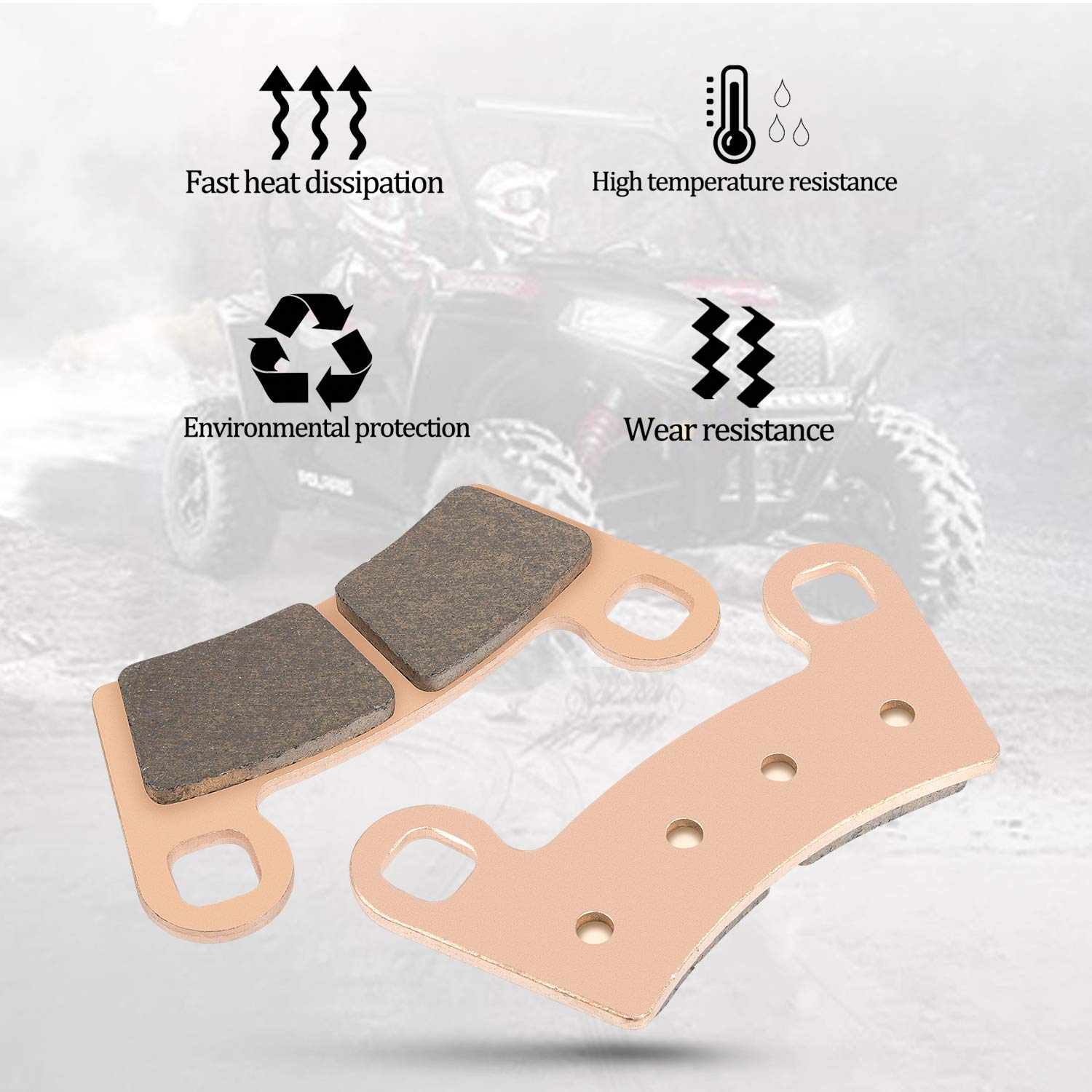Ransoto 4 Set Brake Pad Compatible With 2015-2020 Polaris Rzr S 900 Eps Front & Rear Sintered Brake Pads Replaces 2203318 191108