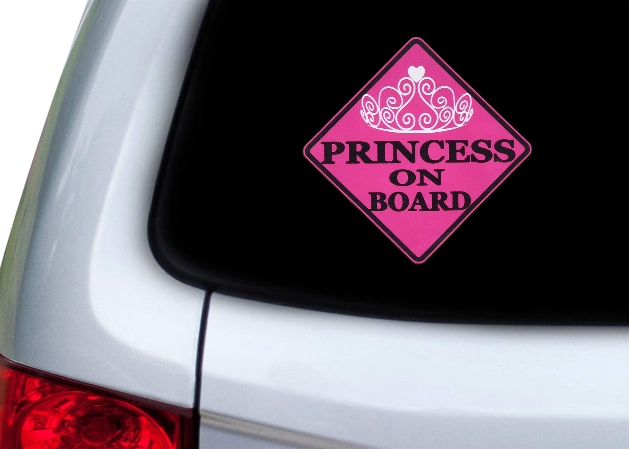 Rogue River Tactical Pink Princess On Board Sticker - Vinyl Car Decal for Safety - Model KDWVM1127 - Perfect for Girls and Daughters
