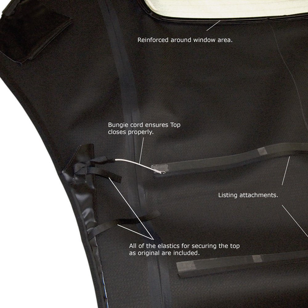 AutoBerry Volkswagen Beetle Convertible Top & Heated Glass Window, Black Canvas Cloth, Model AB-001-CT-Black, 2003-2009