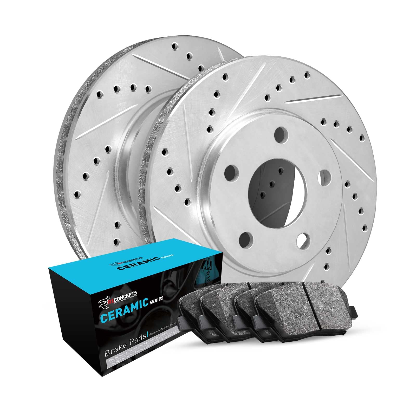 R1 Concepts Rear Brakes And Rotors Kit Rear Brake Pads Brake Rotors And Pads Ceramic Brake Pads And Rotors Fits 2005-2018 Audi A