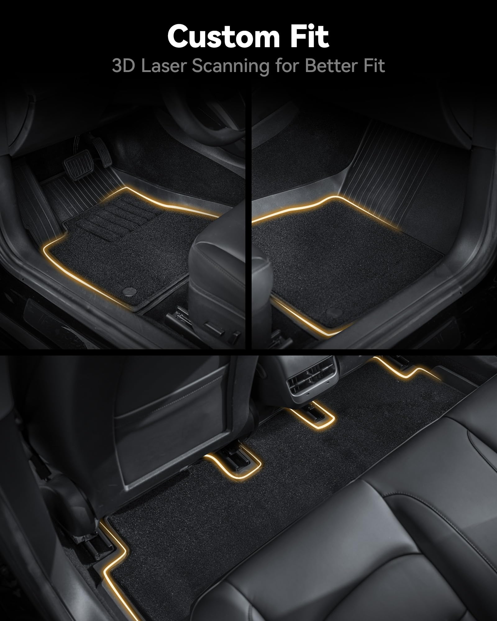 3W Floor Mats&Cargo Liner with Carpets on TOP Fit for Jeep Wrangler JL 2018-2024 2025 Unlimited 4-Door Sahara Willys Rubicon Wit