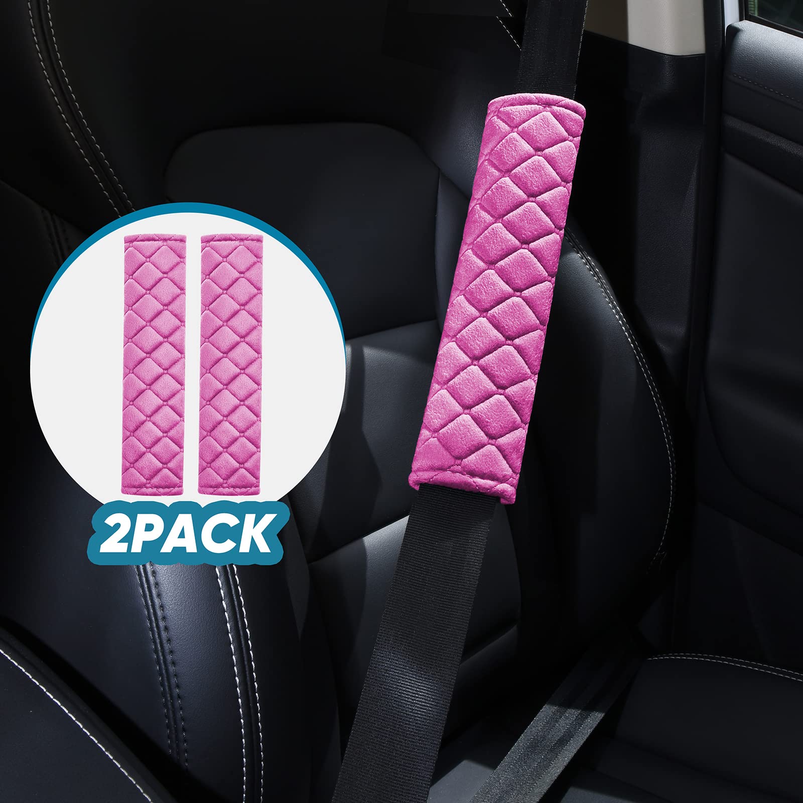 2Pcs Car Seat Belt Cover Pads, Shoulder Seatbelt Pads Cover, Safety Belt Strap Shoulder Pad For Adults And Children (Pink)