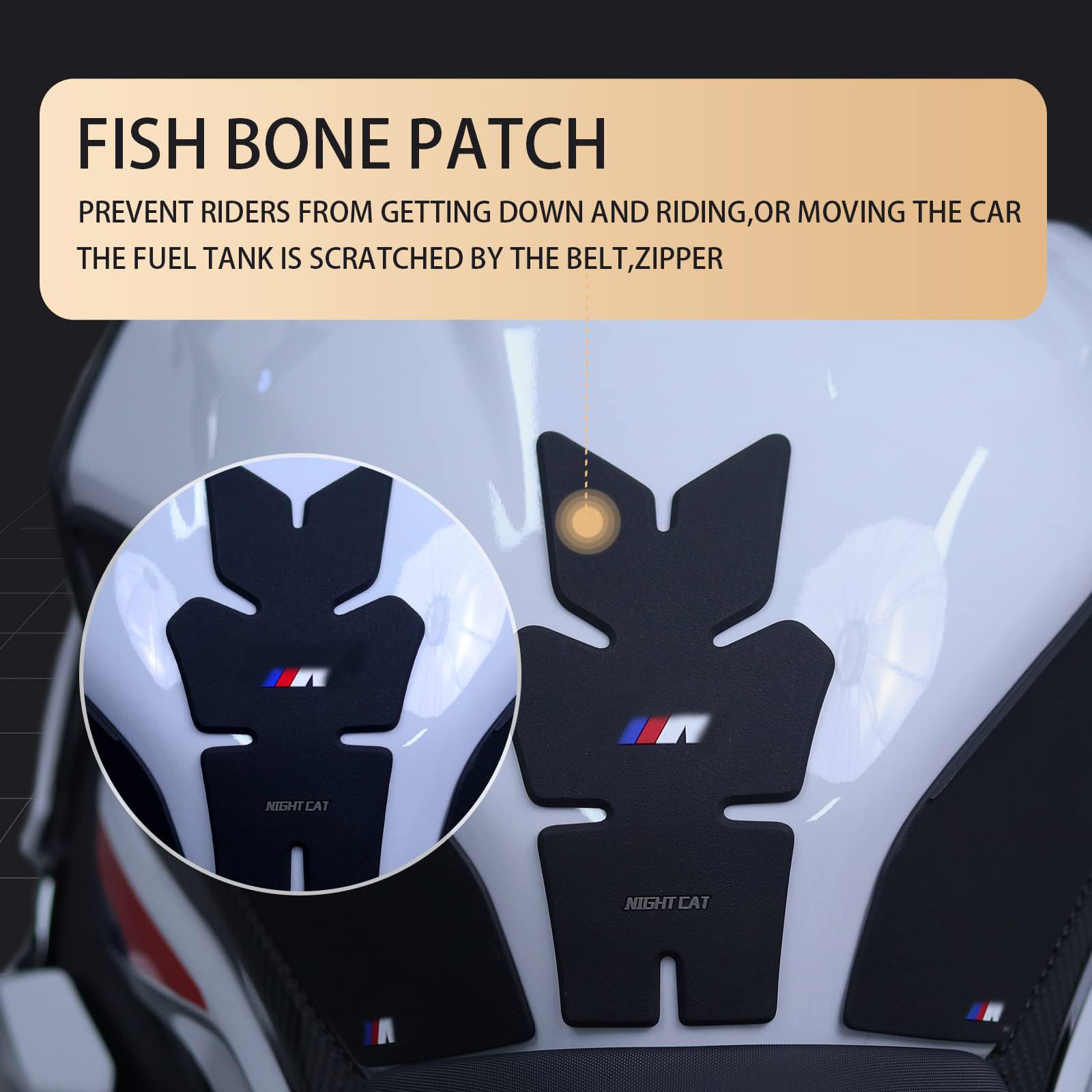 Fuel Tank Sticker, Compatible with 2019 Post BMW S1000RR, Motorcycle Fuel Tank Protector, Fuel Tank Side Traction pad, Anti-Skid