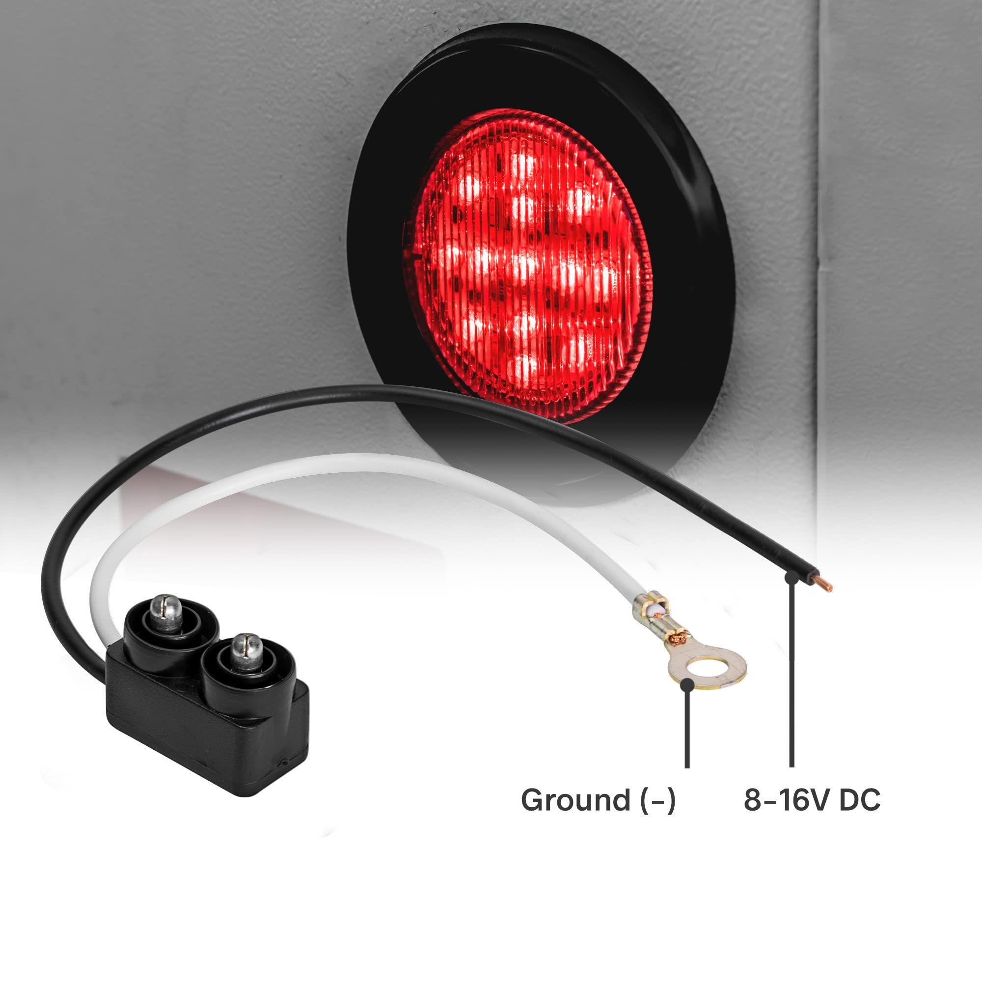 True Mods 4Pc 2.5'' 12V Red Round Led Clearance Side Marker Lights [Dot Fmvss 108] [Sae P2] [Reflector Lens] [Grommet & Plugs] [